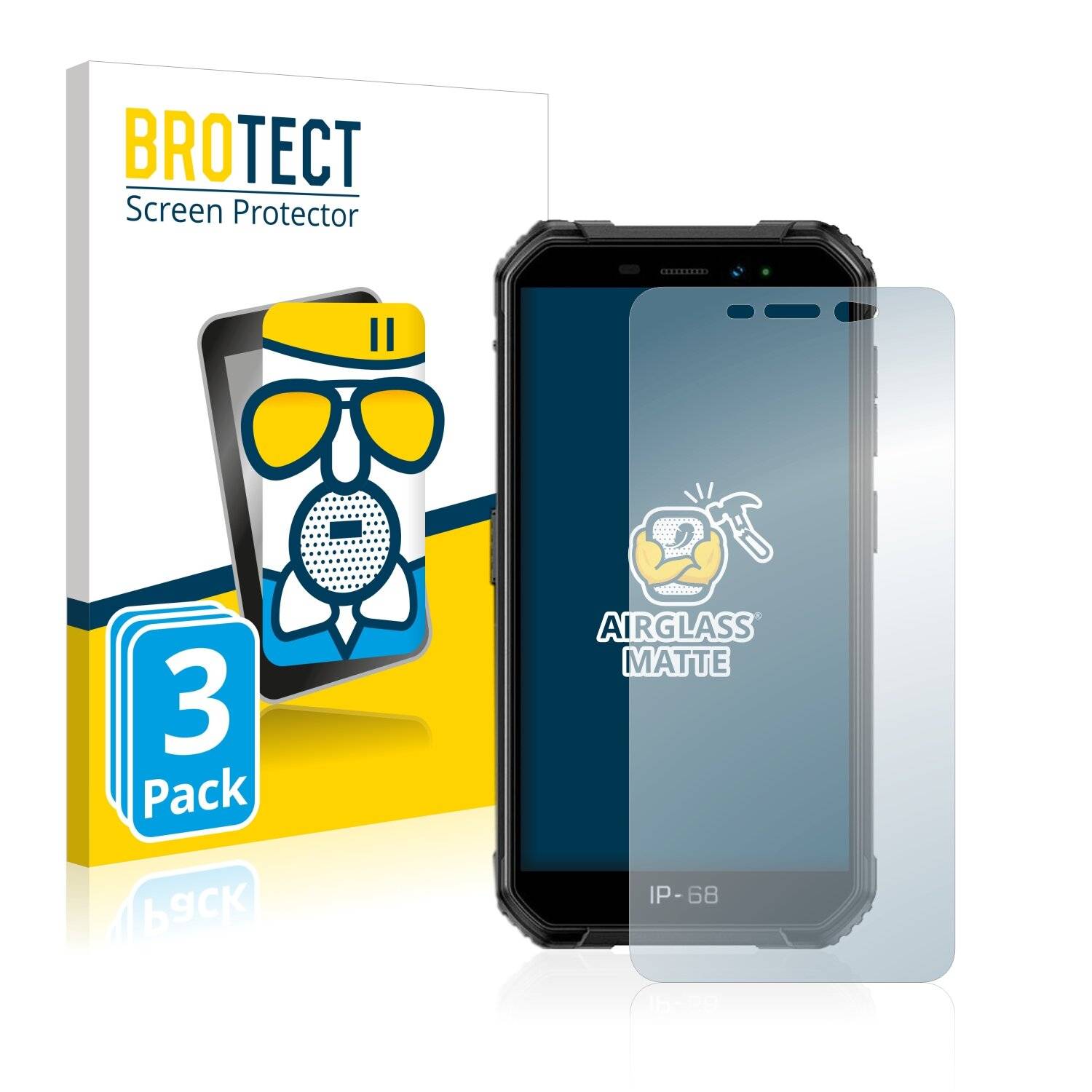 3x BROTECT AirGlass Matte Schutzglas Folie für Ulefone Armor