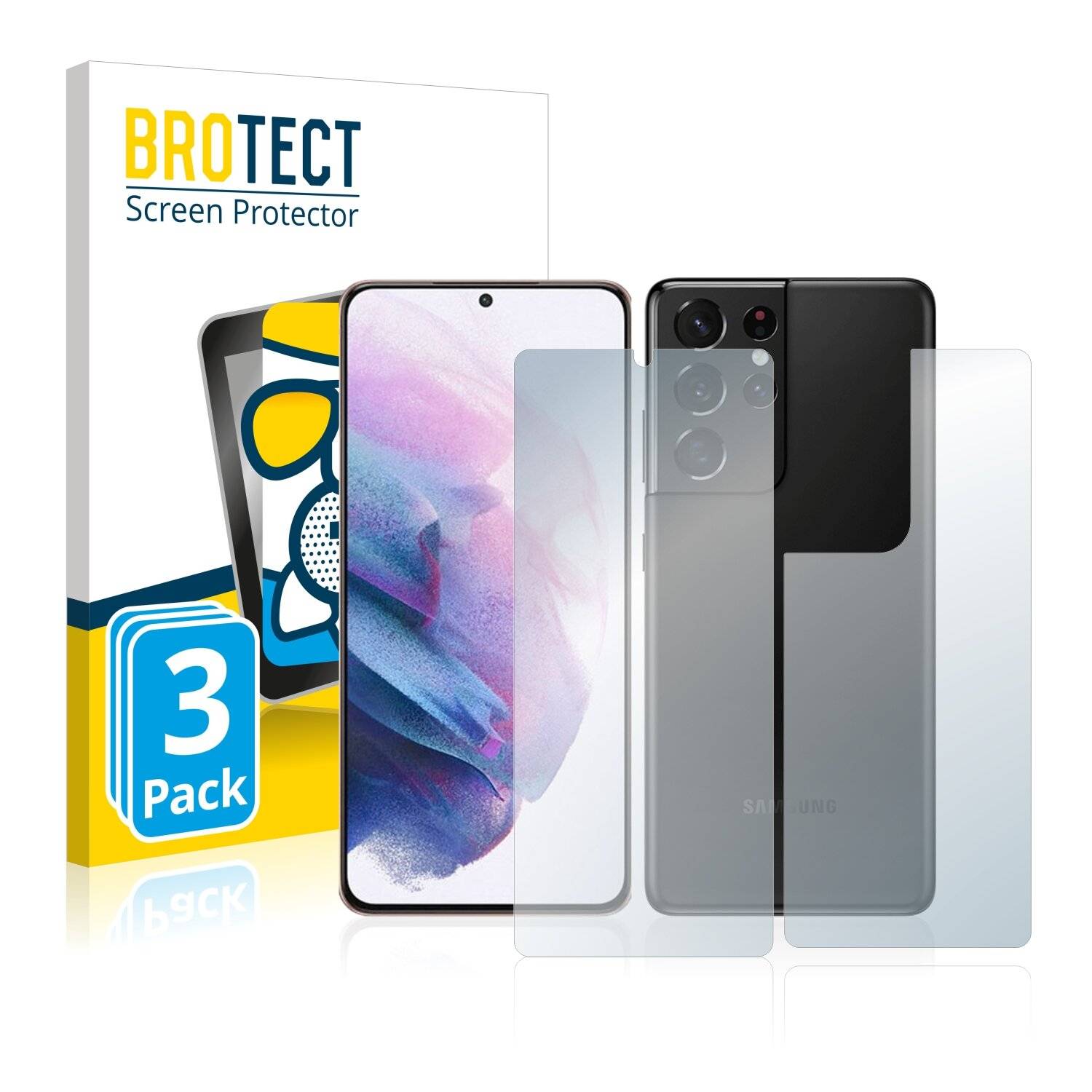3x BROTECT AirGlass Matte Schutzglas Folie für Samsung Galaxy S21 Ultra 5G (Vorder +