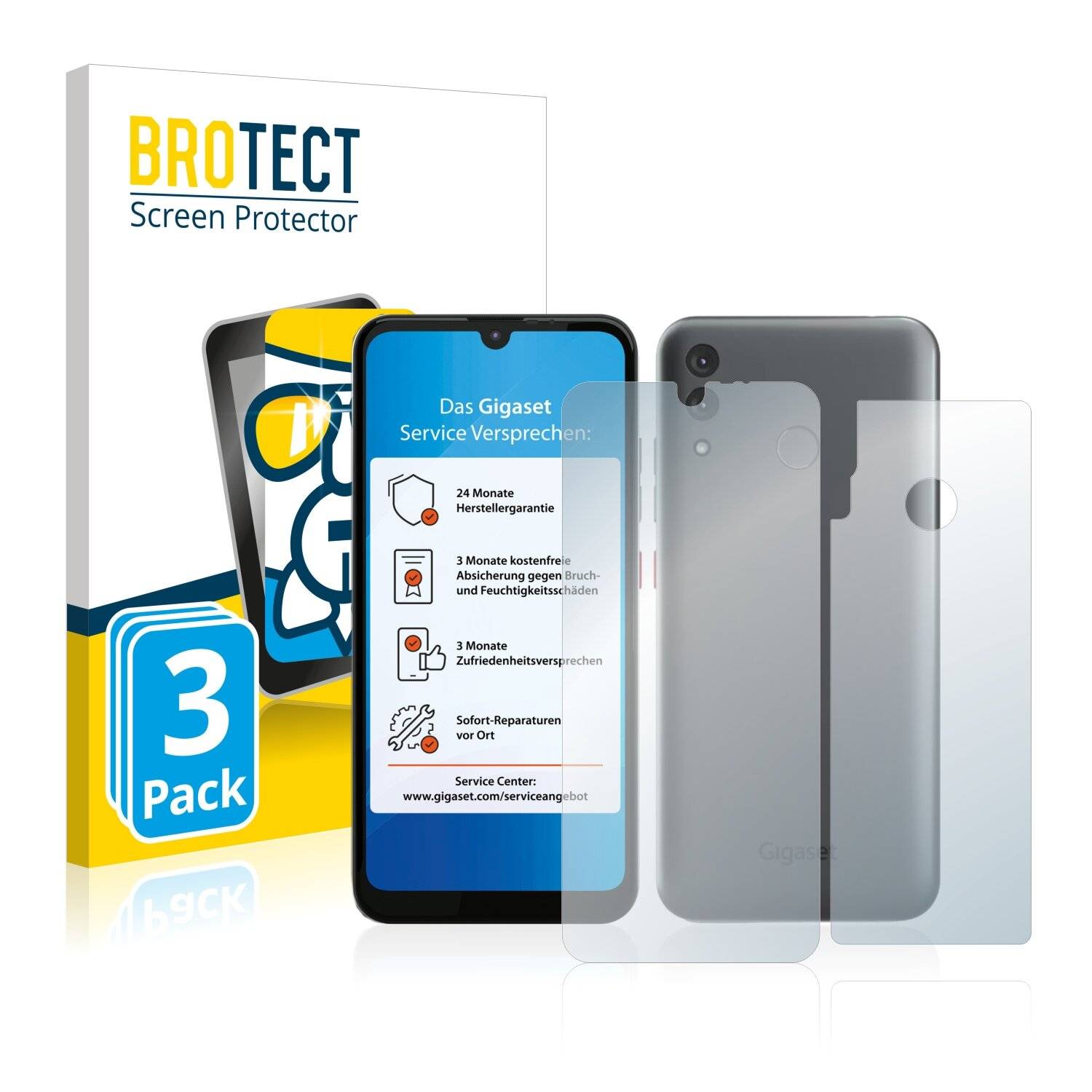 3x BROTECT AirGlass Schutzglas Folie für Gigaset GS3 (Vorder +