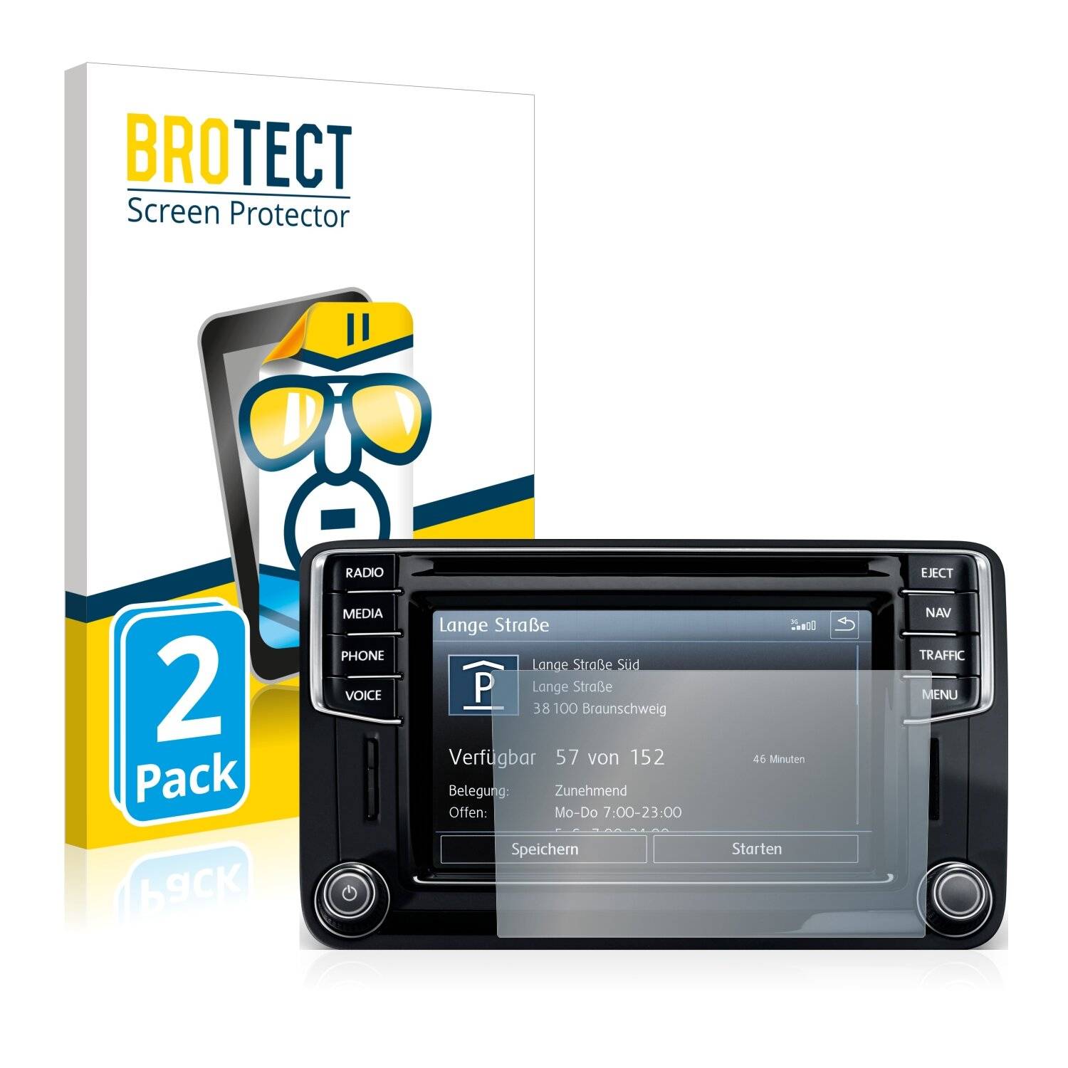 2x BROTECT HD-Clear Displayschutzfolie für Volkswagen Jetta 2015 Discover Media 6.5