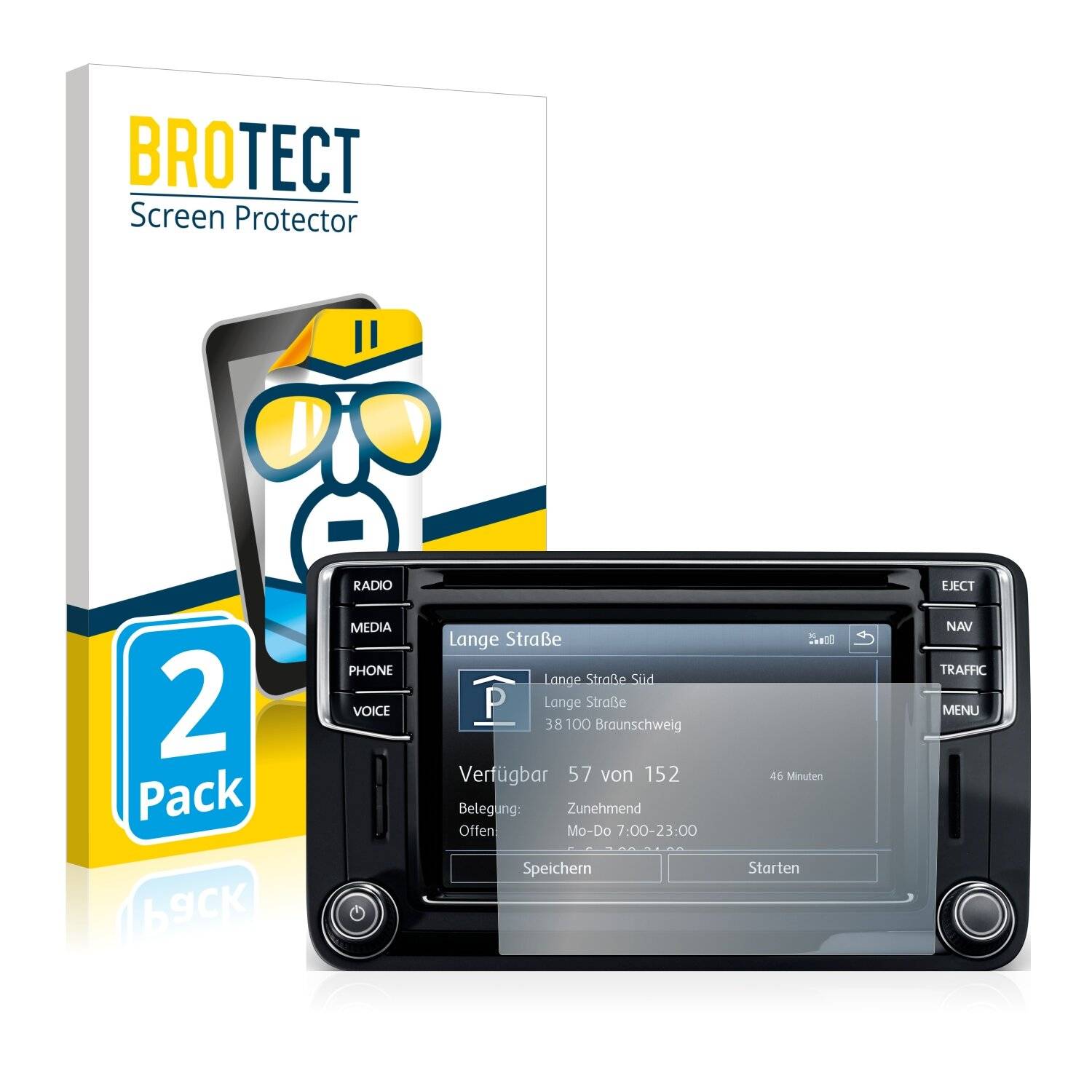 2x BROTECT HD-Clear Displayschutzfolie für Volkswagen Caddy 2015 Discover Media 6.5