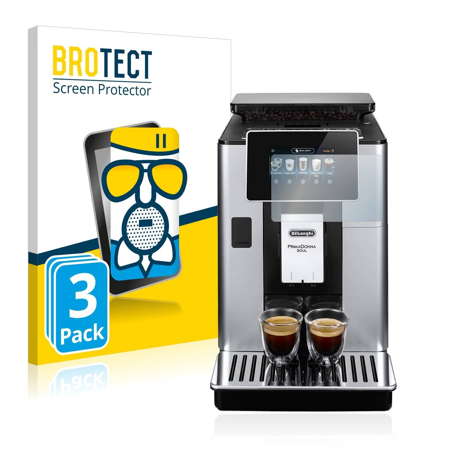 3x BROTECT AirGlass Matte Schutzglas Folie für DeLonghi PrimaDonna Soul