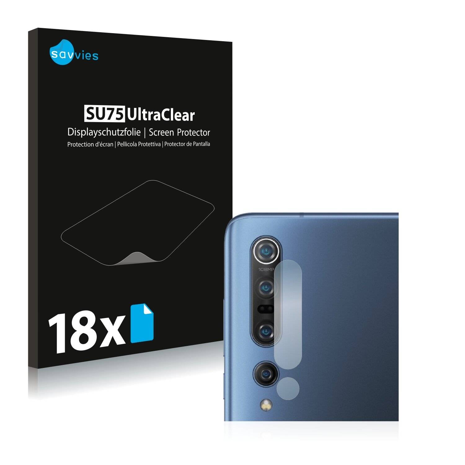 18x Savvies SU75 Displayschutzfolie für Xiaomi Mi 10 Pro (NUR