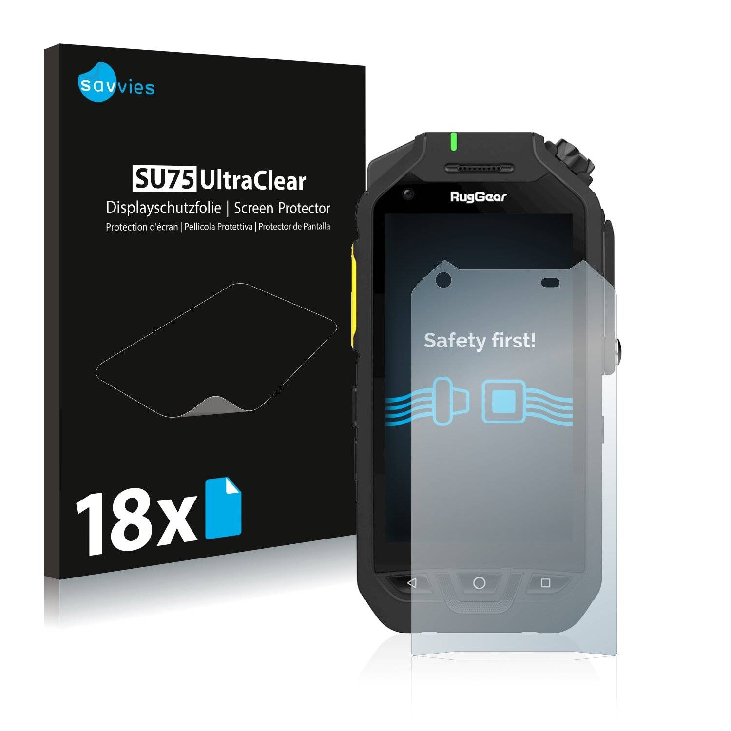 18x Savvies SU75 Displayschutzfolie für RugGear