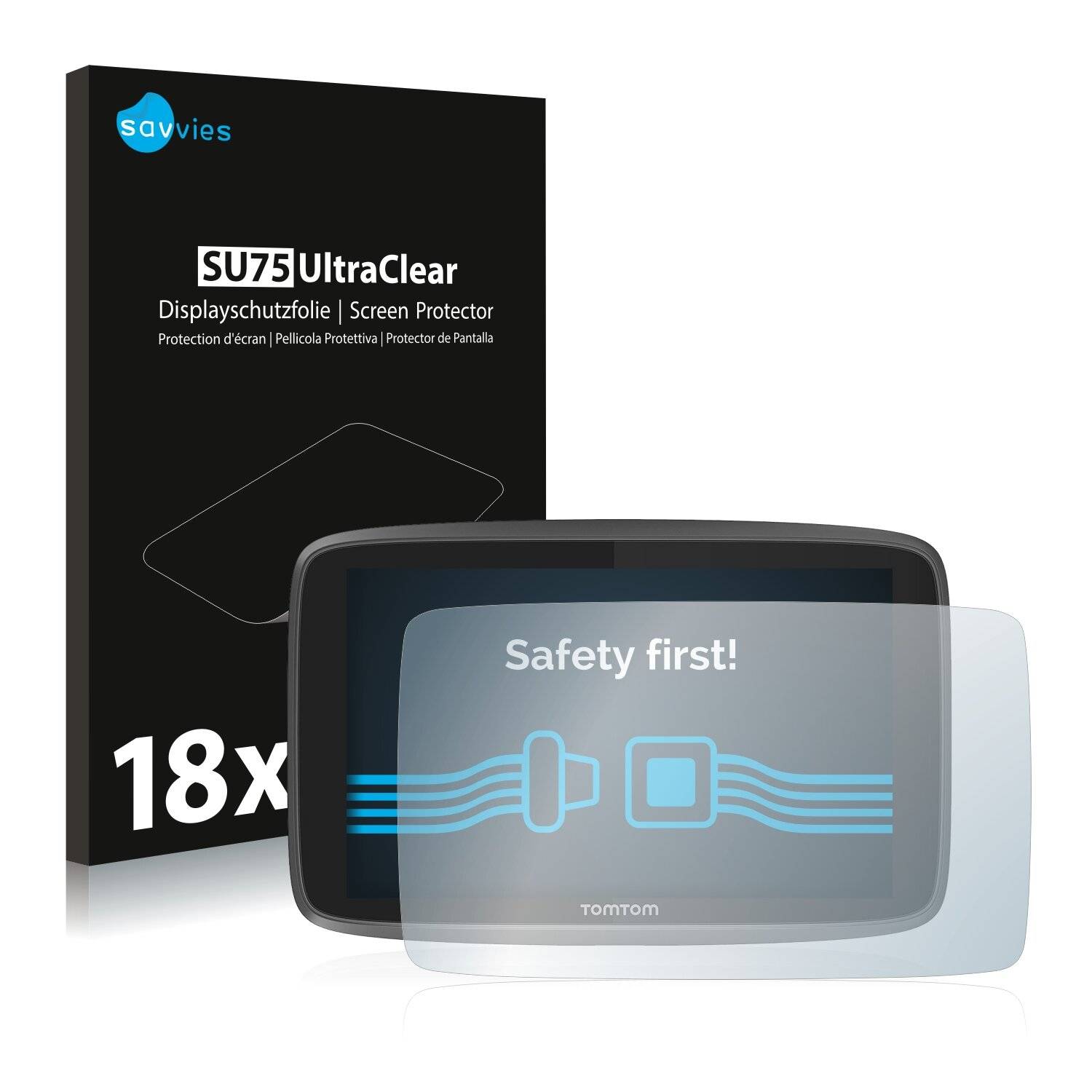 18x Savvies SU75 Displayschutzfolie für TomTom Go Professional