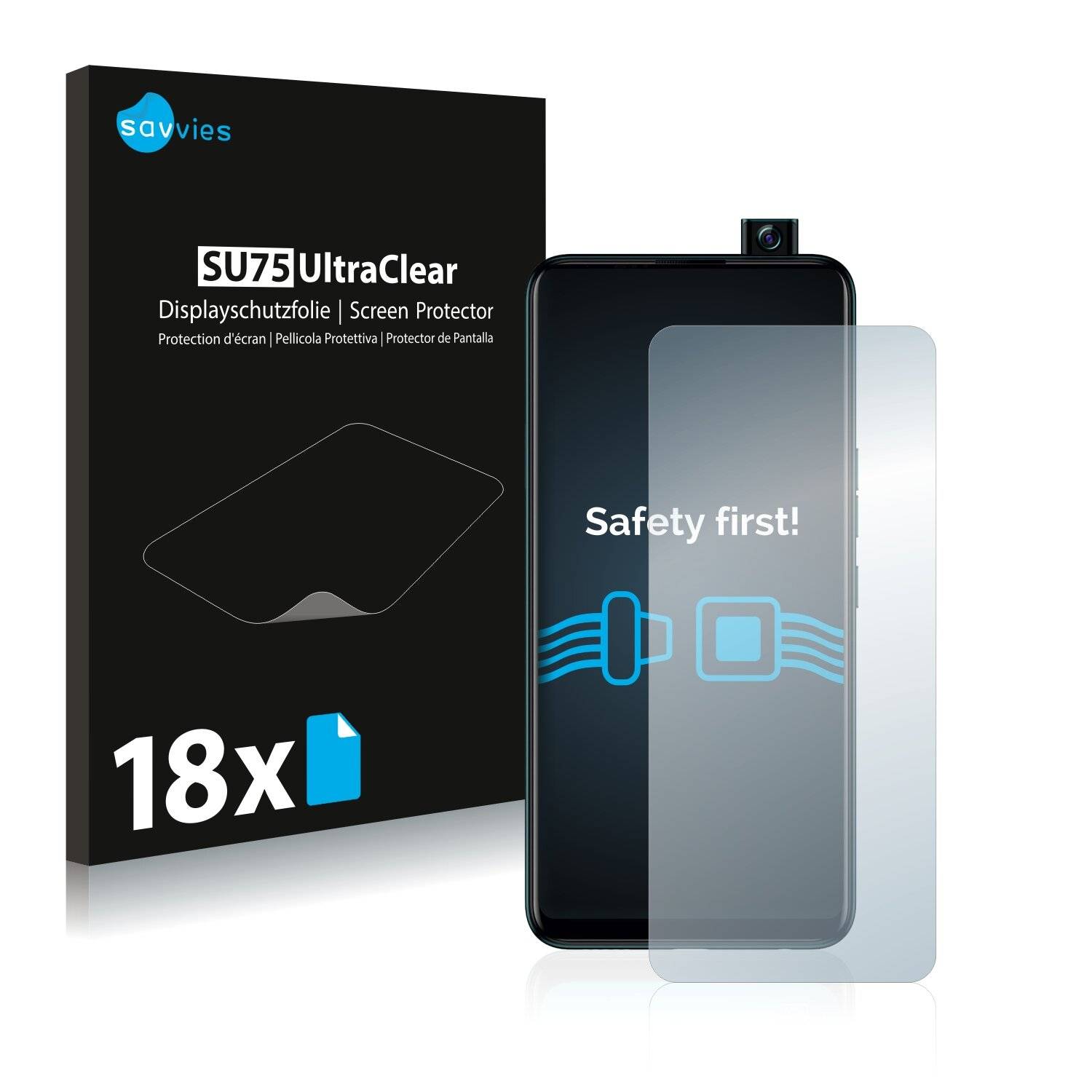18x Savvies SU75 Displayschutzfolie für Tecno Camon 15