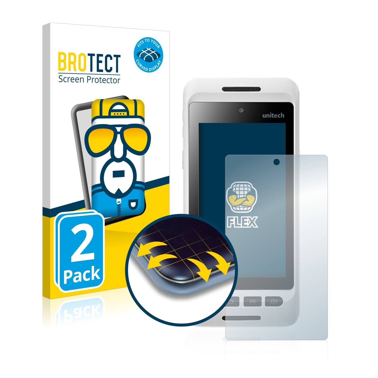 2x BROTECT Flex Full-Cover Displayschutzfolie für Unitech
