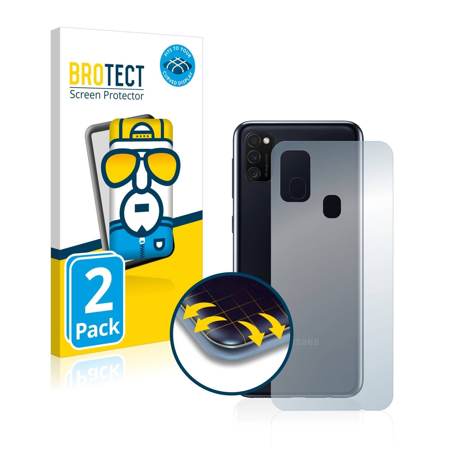2x BROTECT Flex Full-Cover Displayschutzfolie für Samsung Galaxy M21