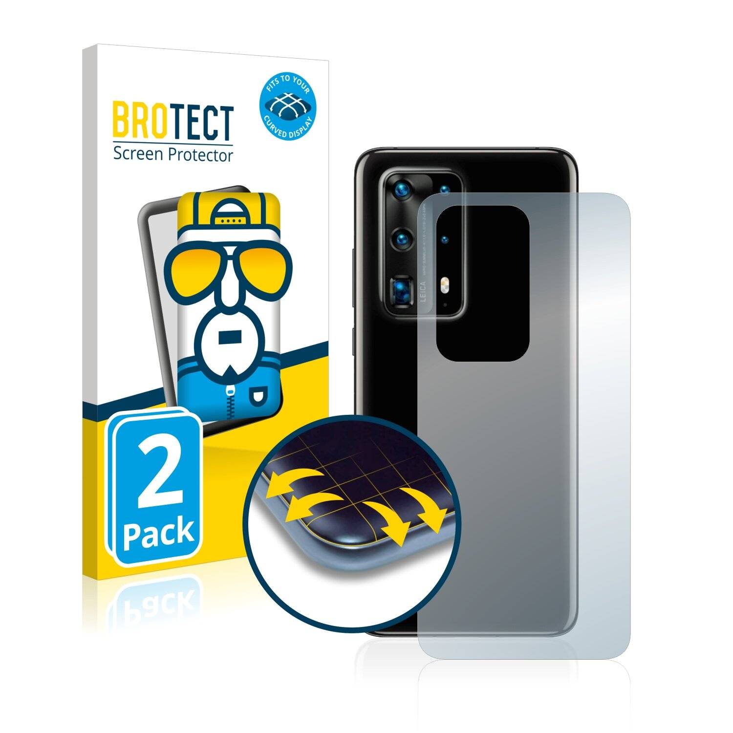 2x BROTECT Flex Full-Cover Displayschutzfolie für Huawei P40 Pro Plus