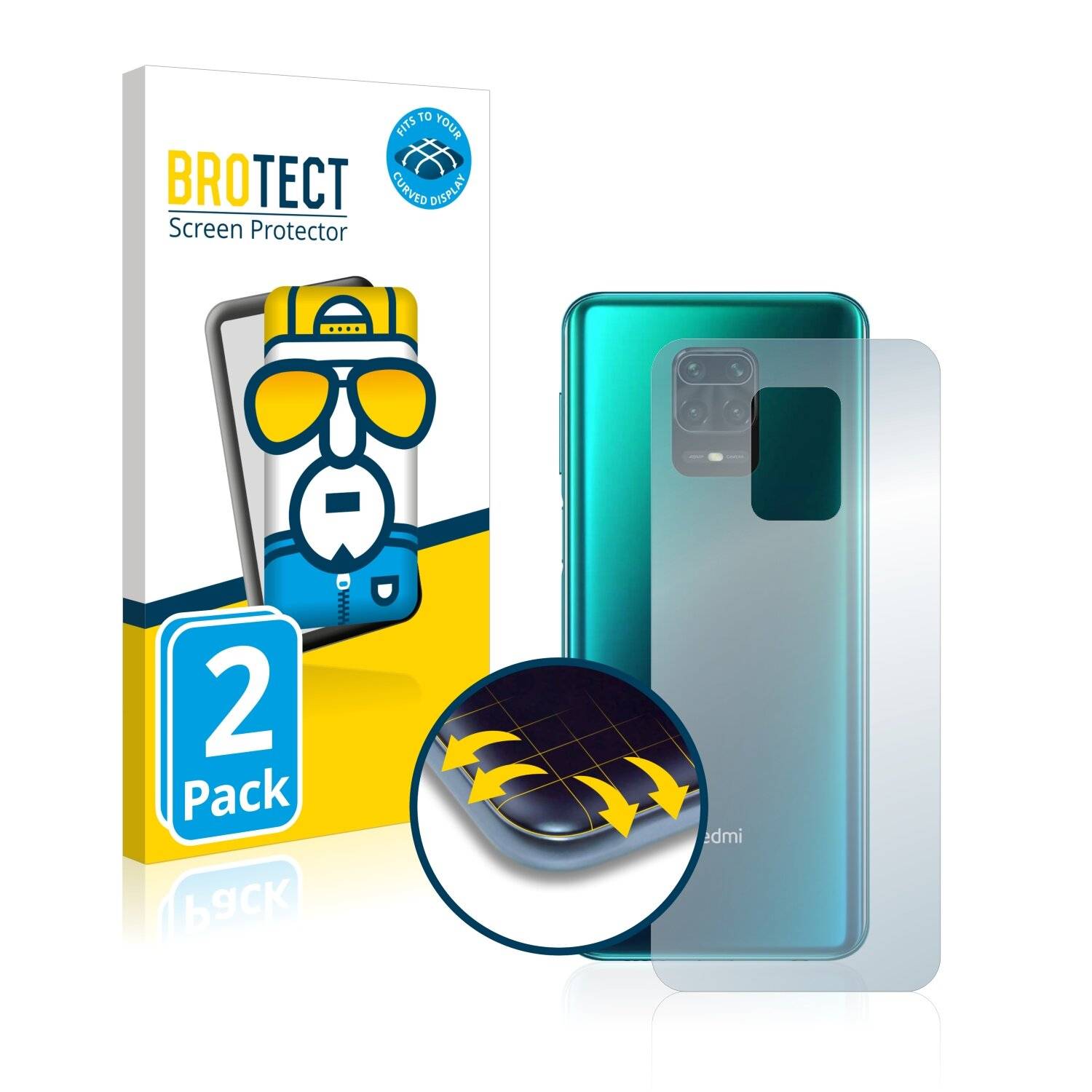 2x BROTECT Flex Full-Cover Displayschutzfolie für Xiaomi Redmi Note 9S