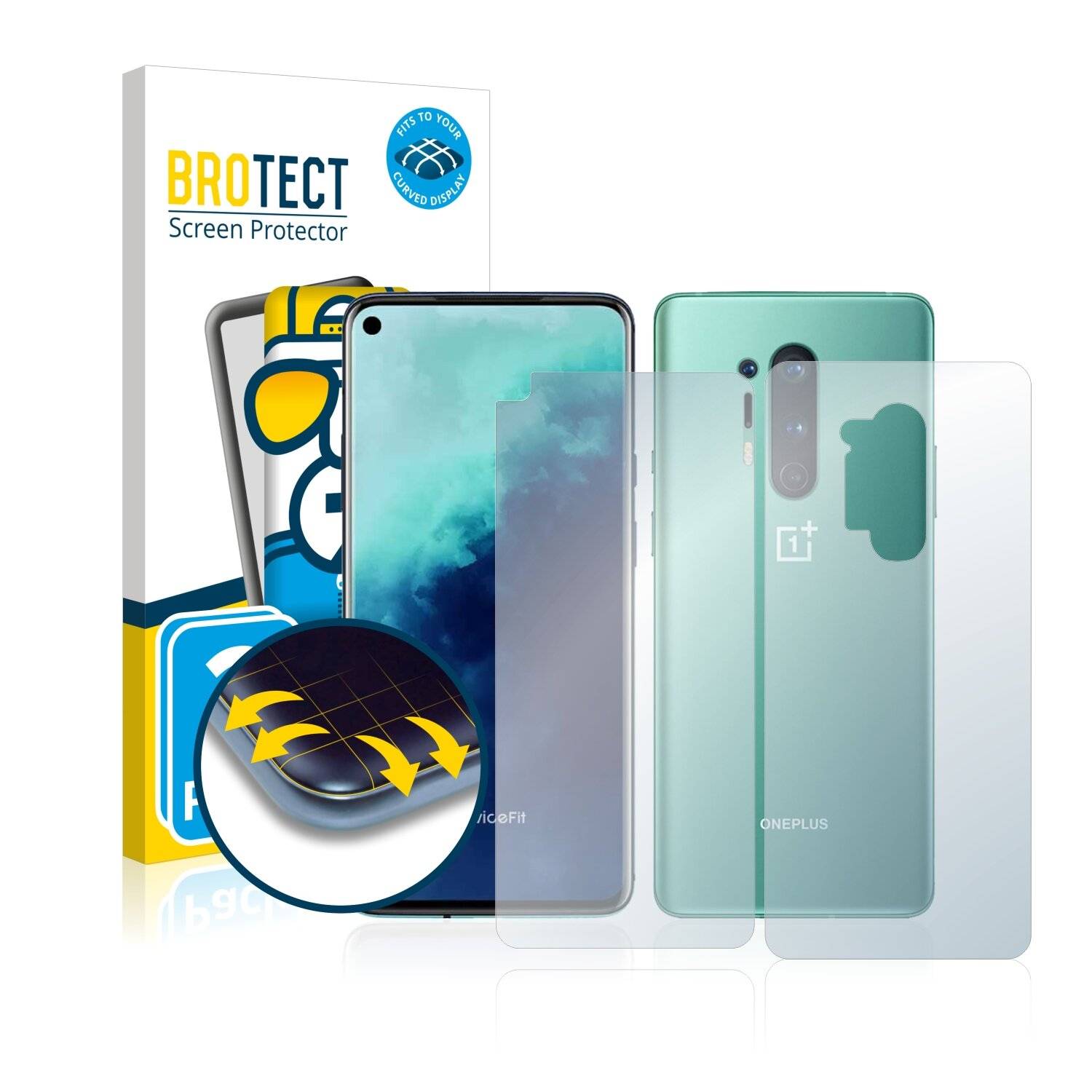2x BROTECT Flex Full-Cover Displayschutzfolie für OnePlus 8 Pro (Vorder +