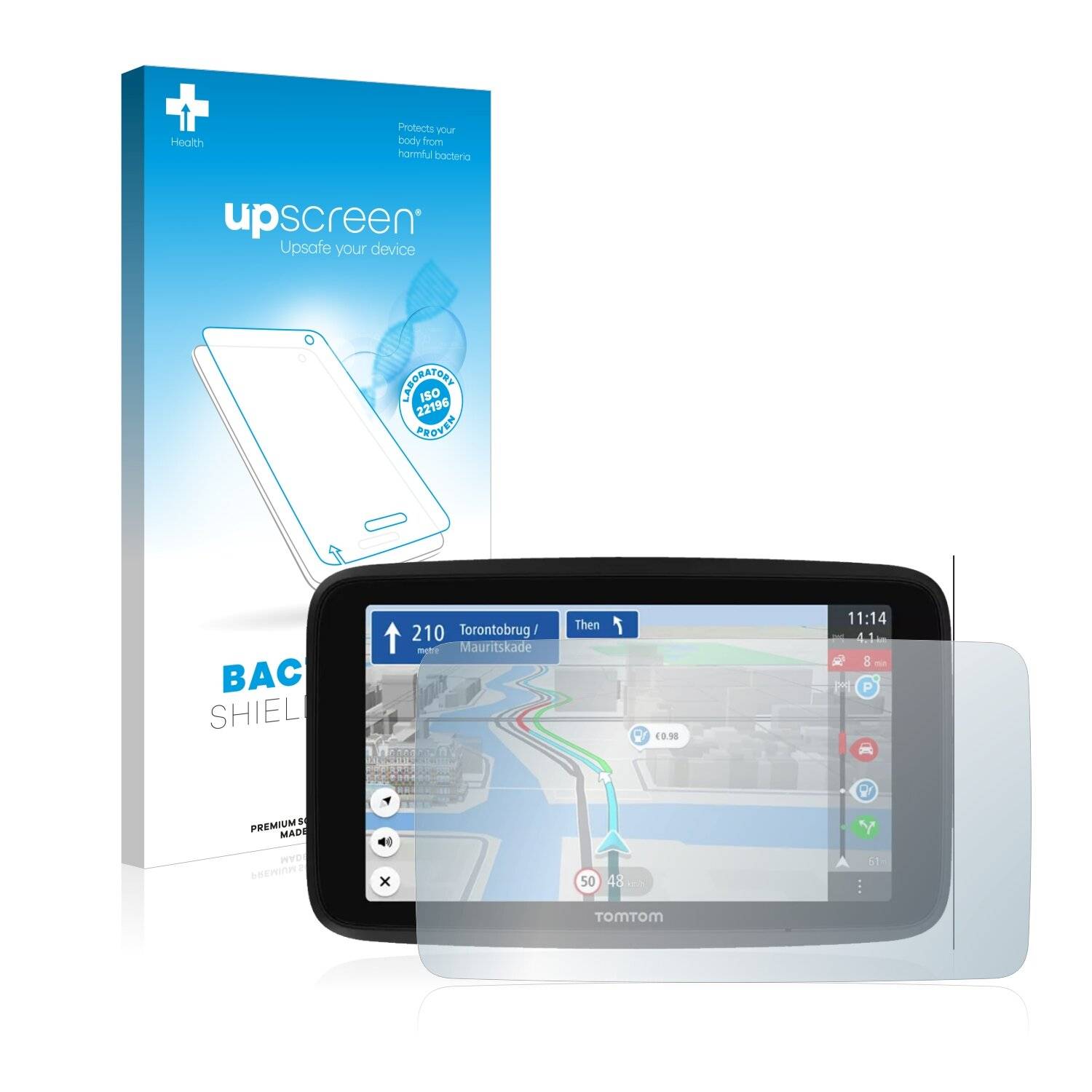 upscreen Bacteria Shield Clear Premium Antibakterielle Displayschutzfolie für TomTom GO