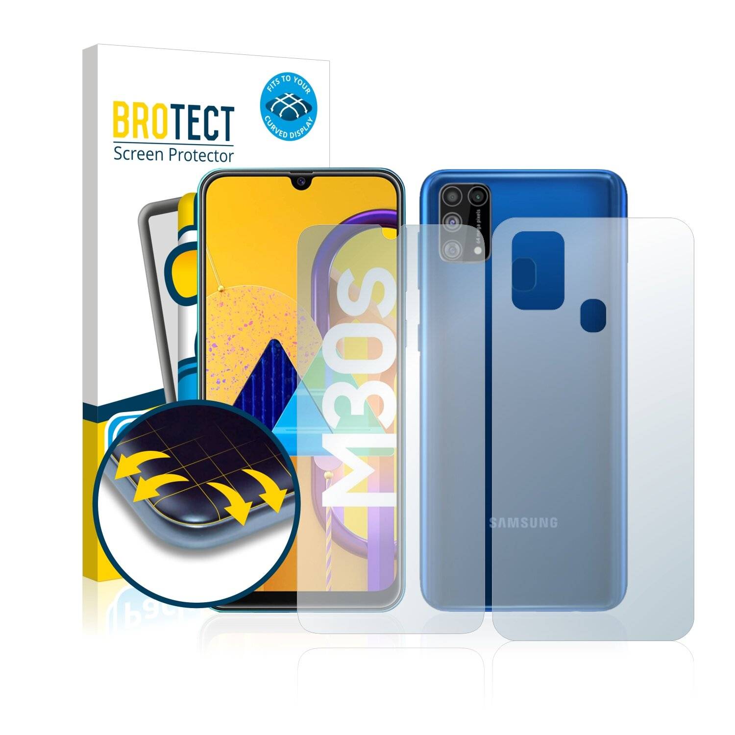 2x BROTECT Flex Full-Cover Displayschutzfolie für Samsung Galaxy M31 (Vorder +