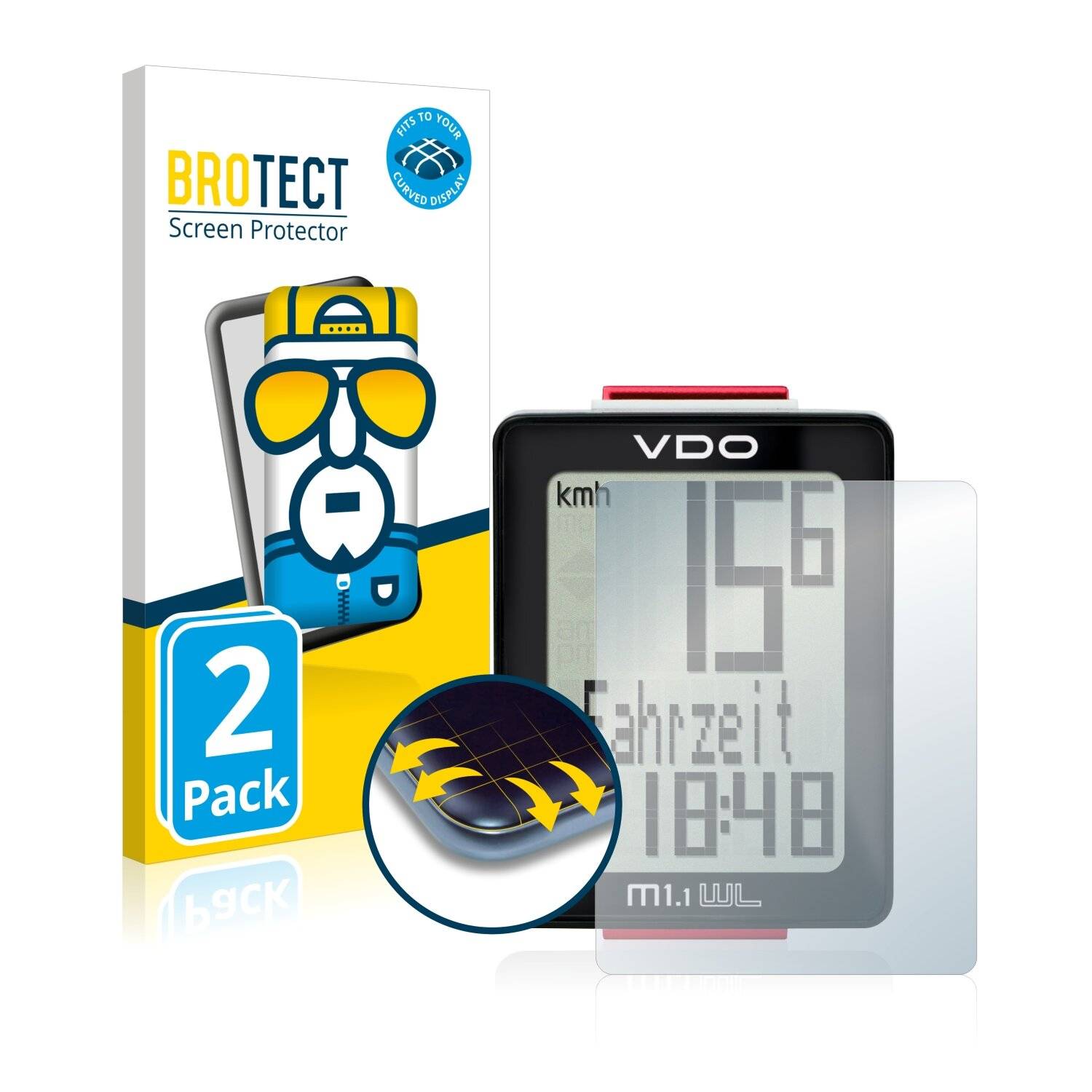 2x BROTECT Flex Full-Cover Displayschutzfolie für VDO M2.1