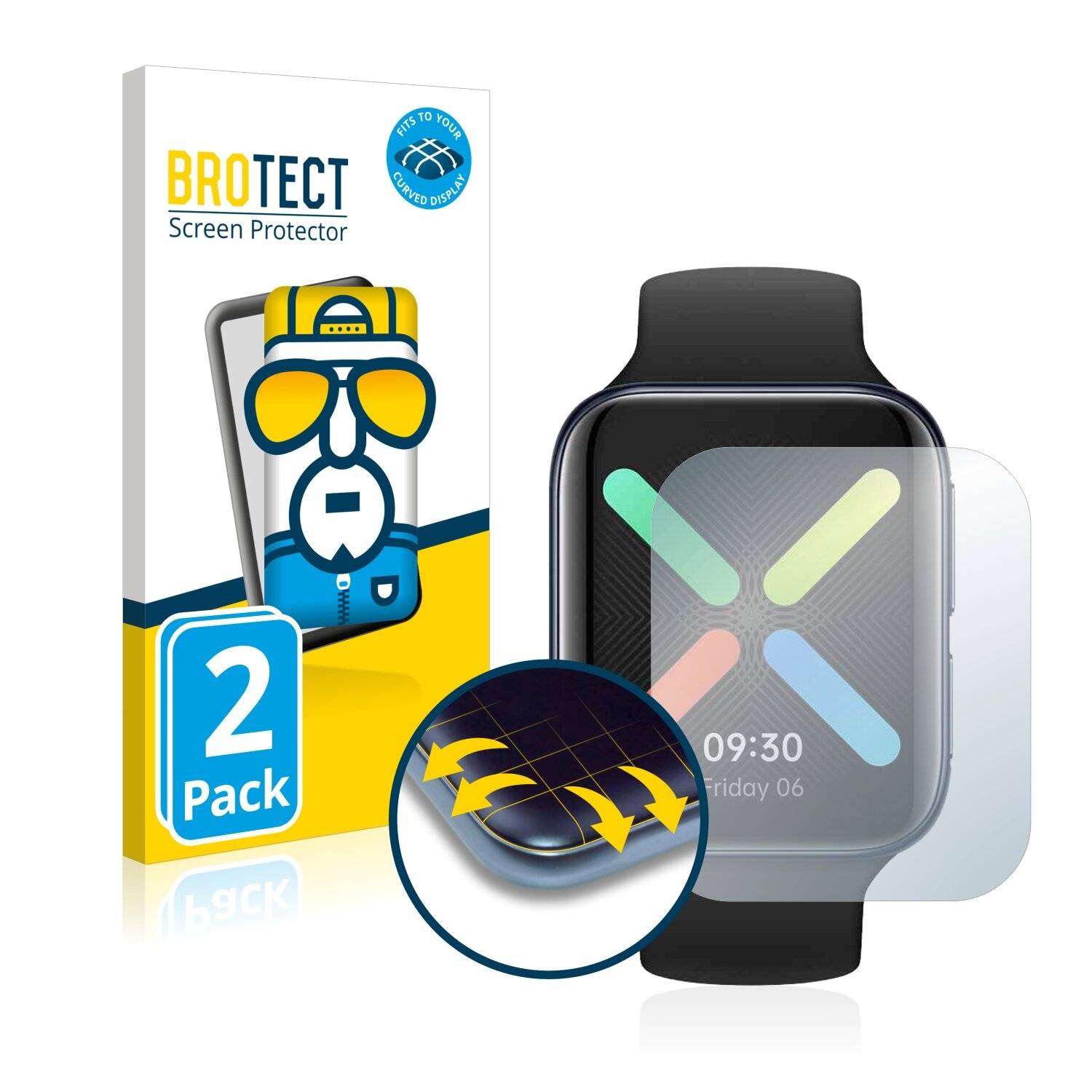 2x BROTECT Flex Full-Cover Displayschutzfolie für Oppo Watch (46