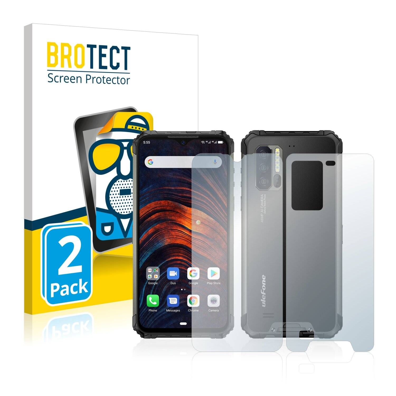 2x BROTECT Matte Displayschutzfolie für Ulefone Armor 7 (Vorder + Rückseite) - Entspiegelt,
