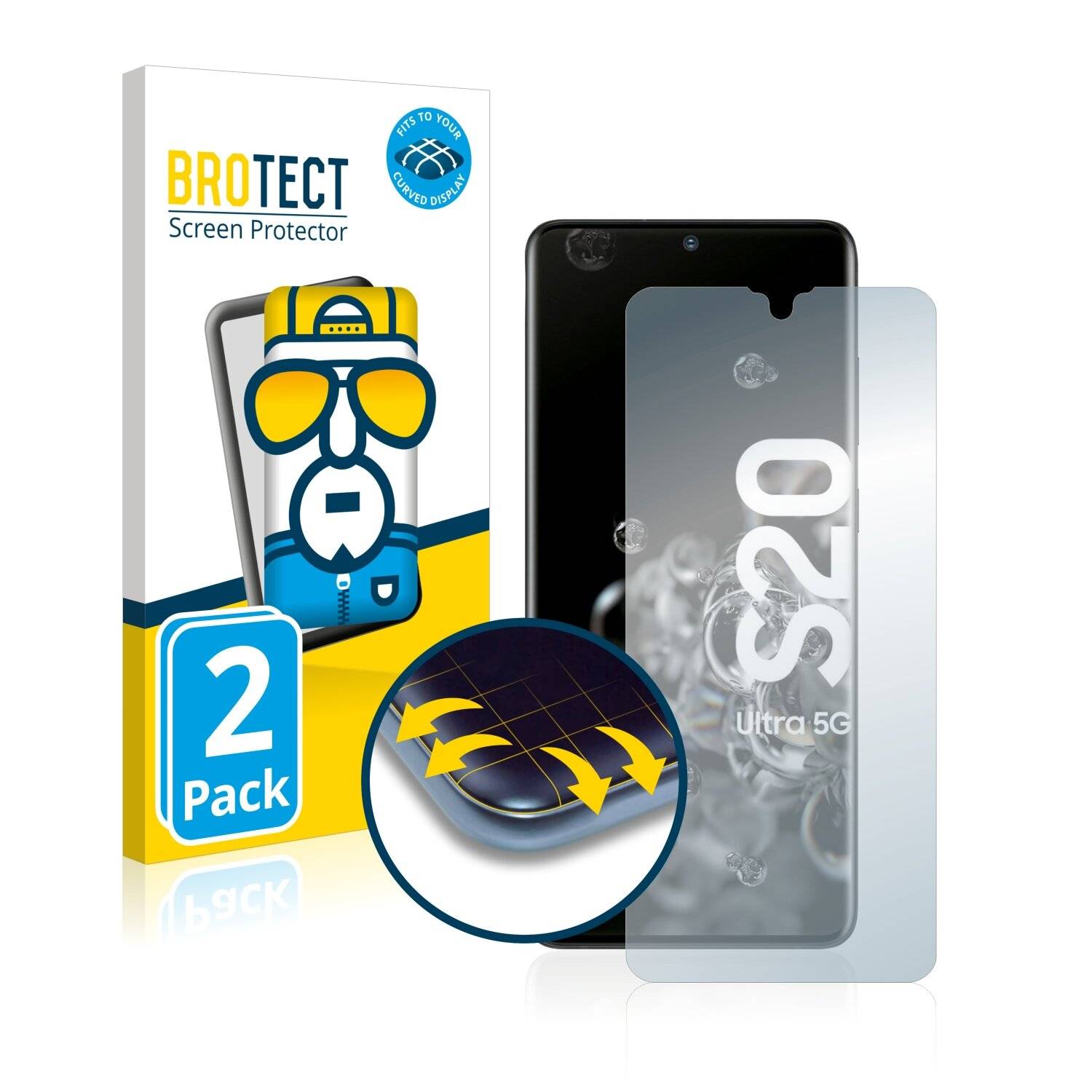 2x BROTECT Flex Full-Cover Displayschutzfolie für Samsung Galaxy S20
