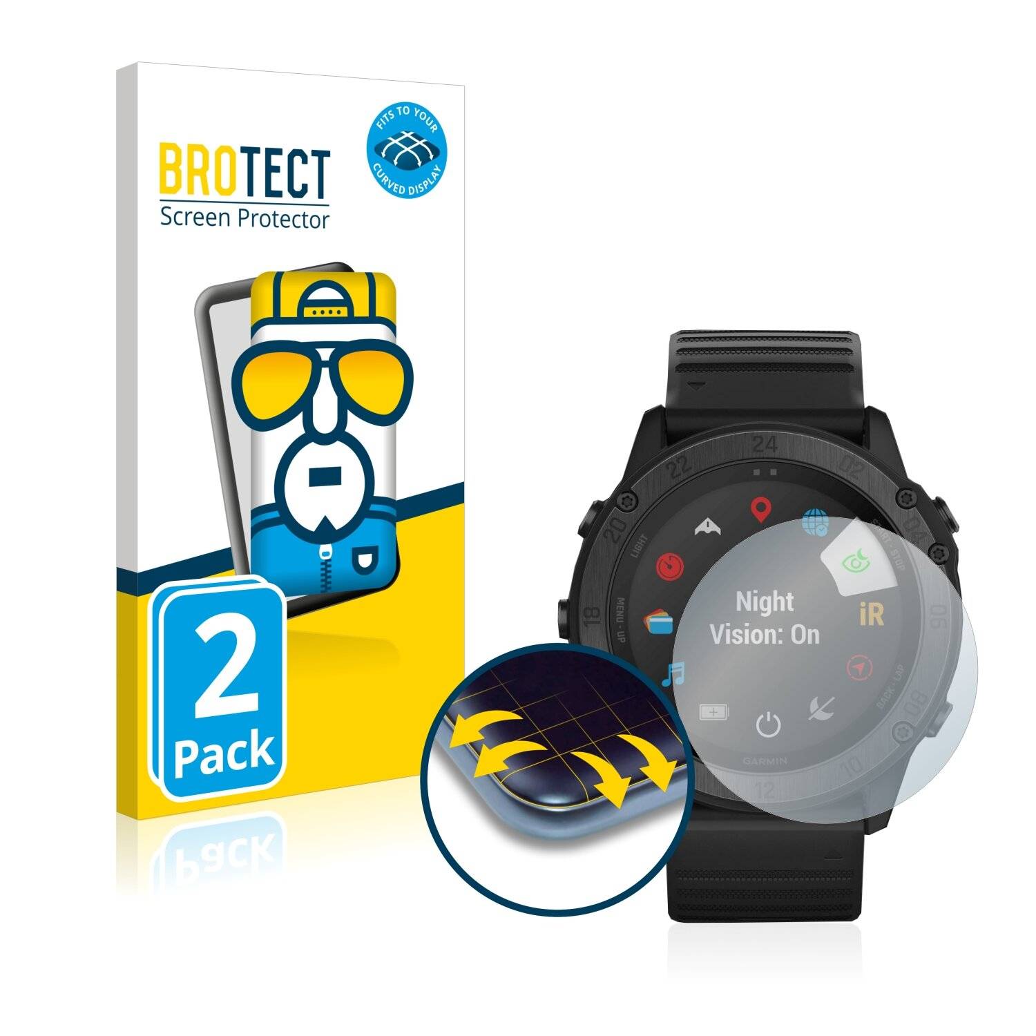 2x BROTECT Flex Full-Cover Displayschutzfolie für Garmin Tactix