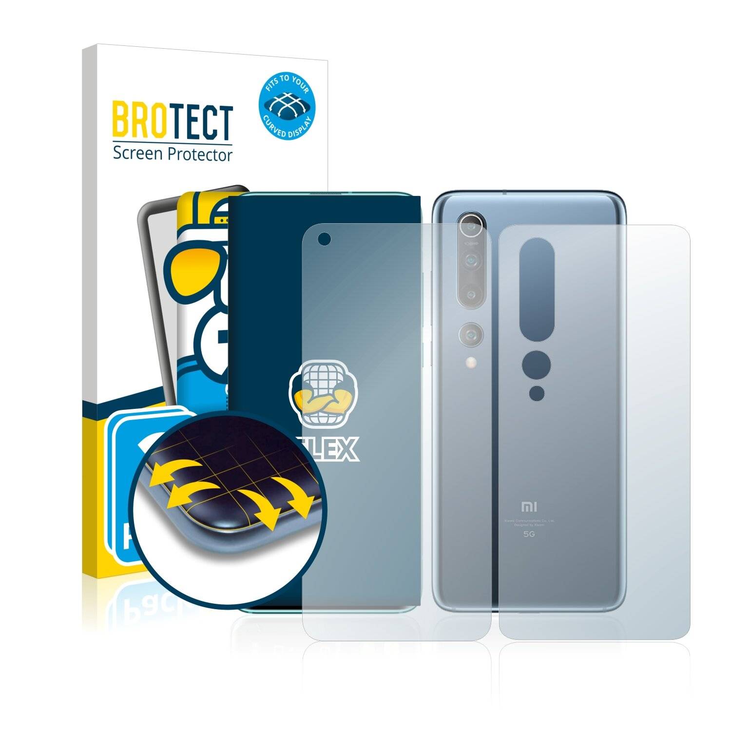 2x BROTECT Flex Full-Cover Displayschutzfolie für Xiaomi Mi 10 (Vorder +
