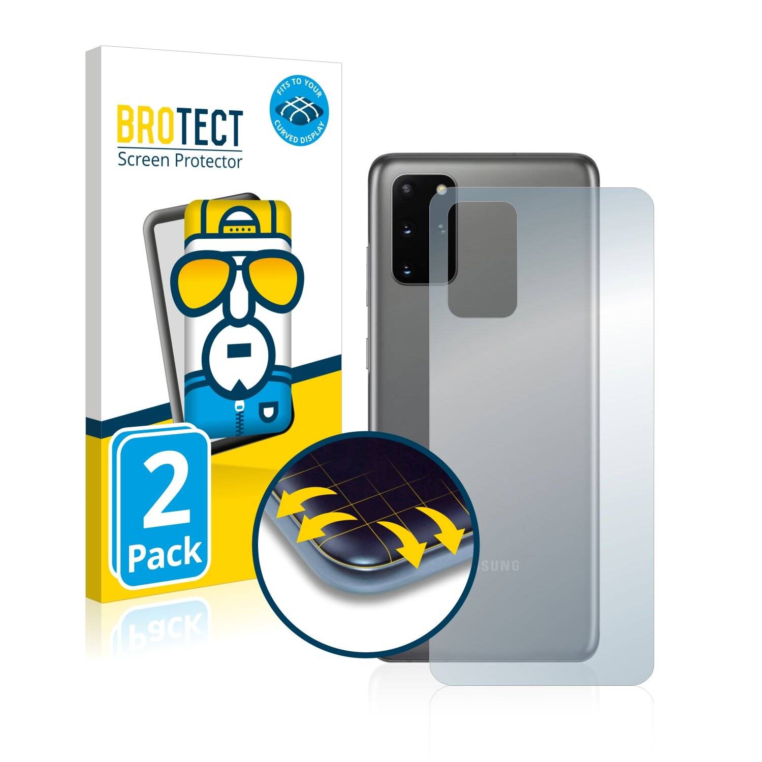 2x BROTECT Flex Full-Cover Displayschutzfolie für Samsung Galaxy S20 Plus 5G