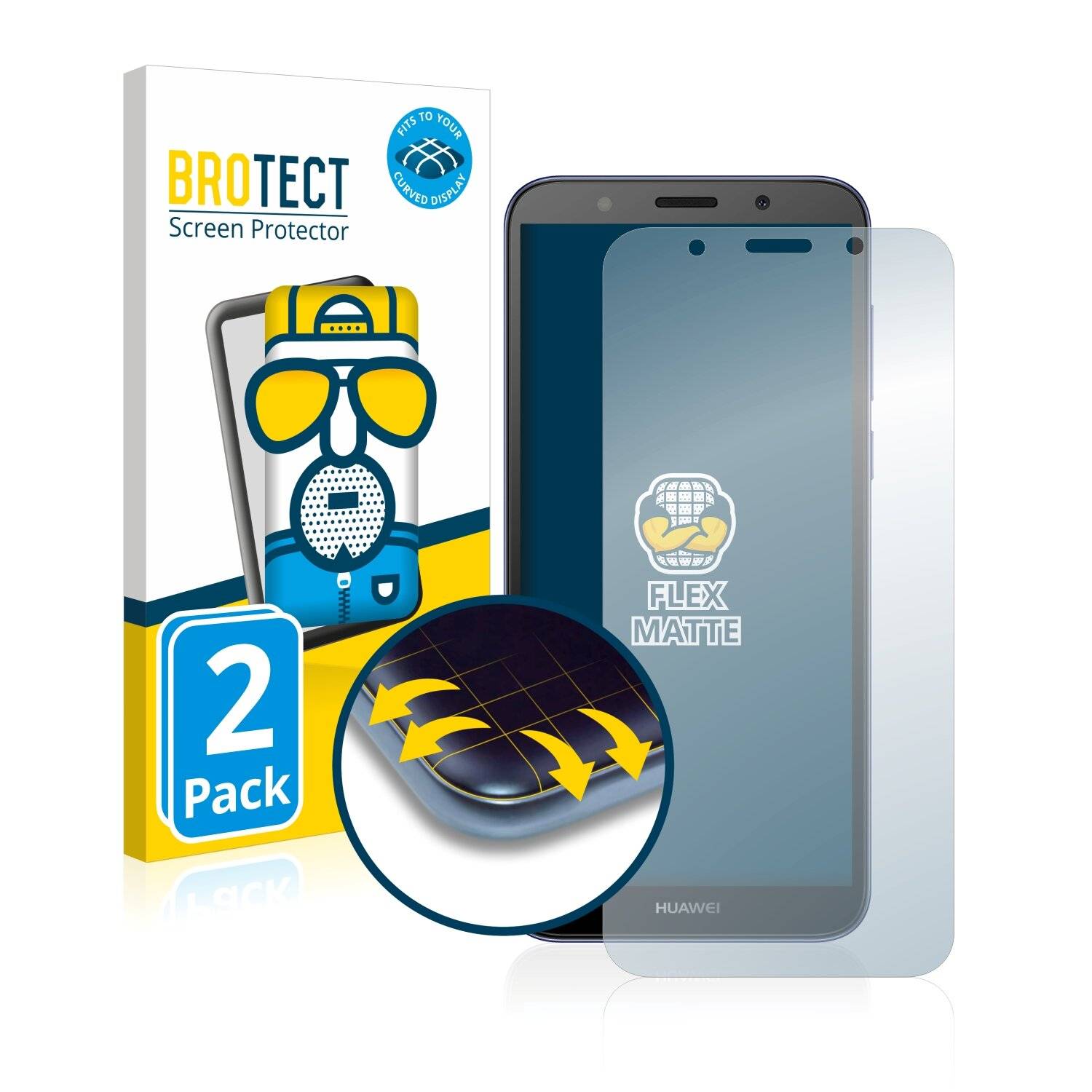2x BROTECT Flex Matte Full-Cover Displayschutzfolie für Huawei Y5 lite