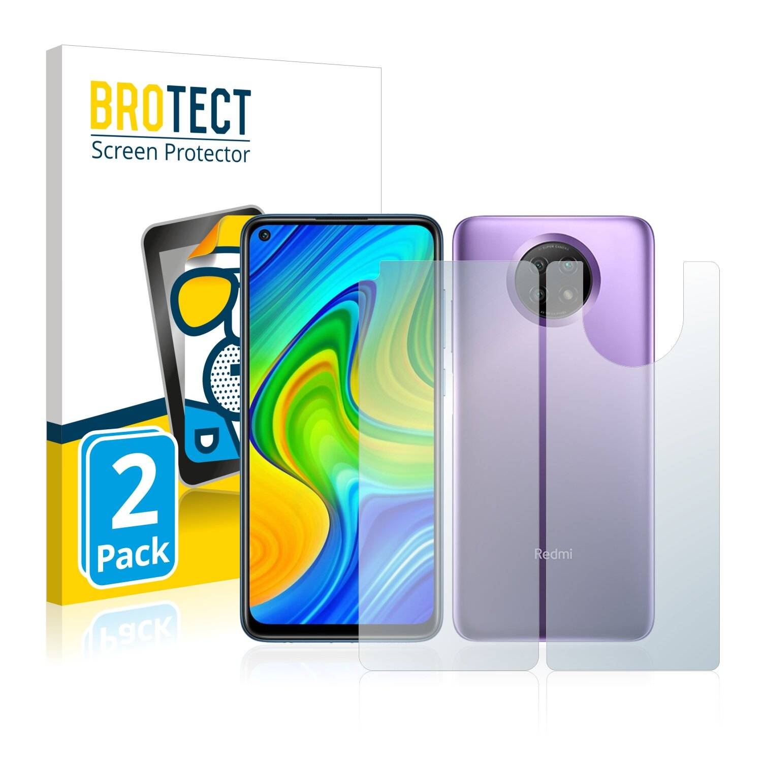 2x BROTECT Matte Displayschutzfolie für Xiaomi Redmi Note 9 5G (Vorder + Rückseite) -