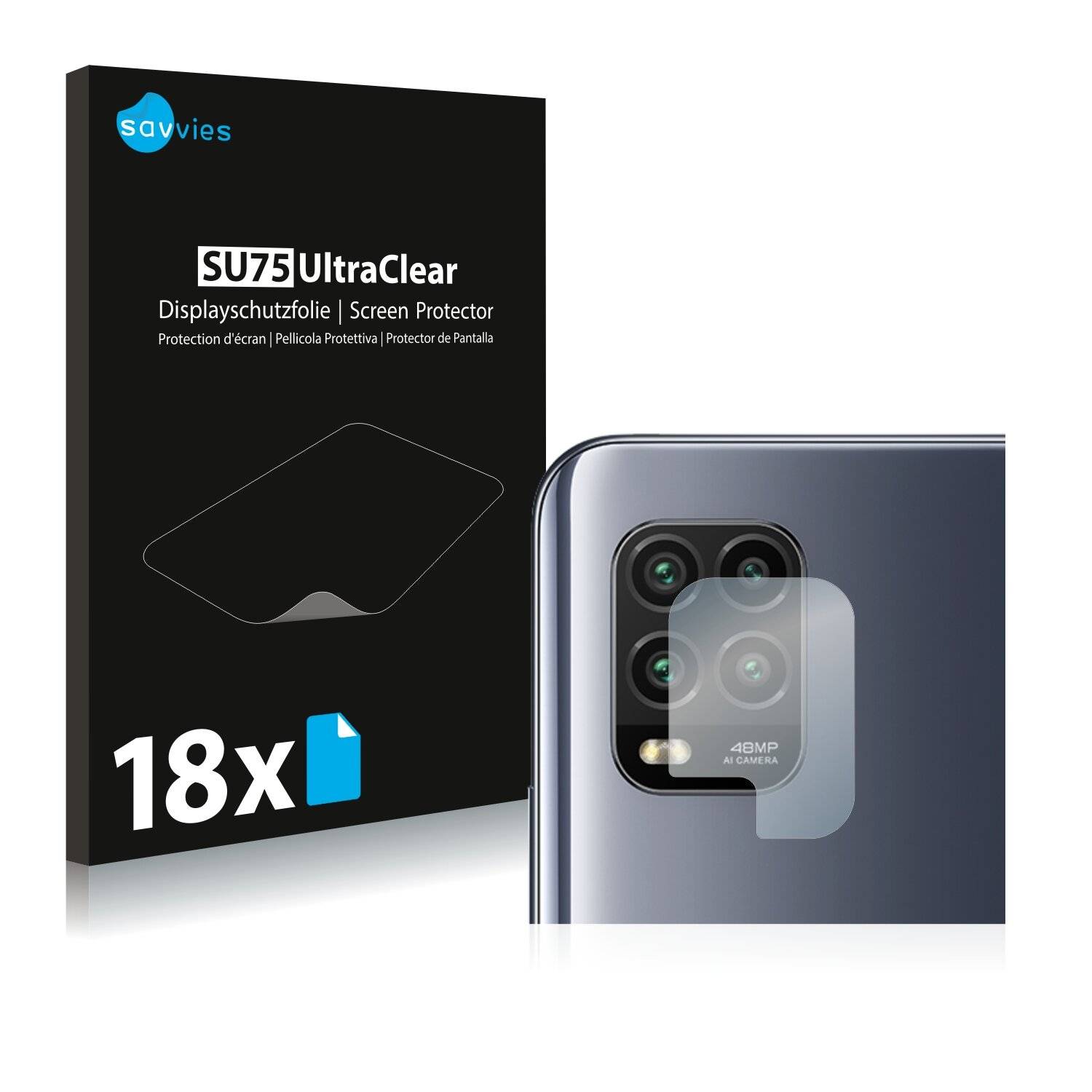18x Savvies SU75 Displayschutzfolie für Xiaomi Mi 10 Lite (NUR