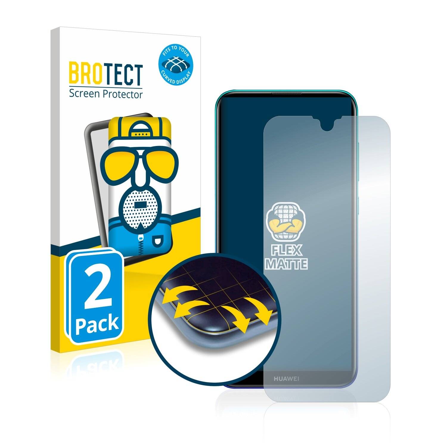 2x BROTECT Flex Matte Full-Cover Displayschutzfolie für Huawei Y7