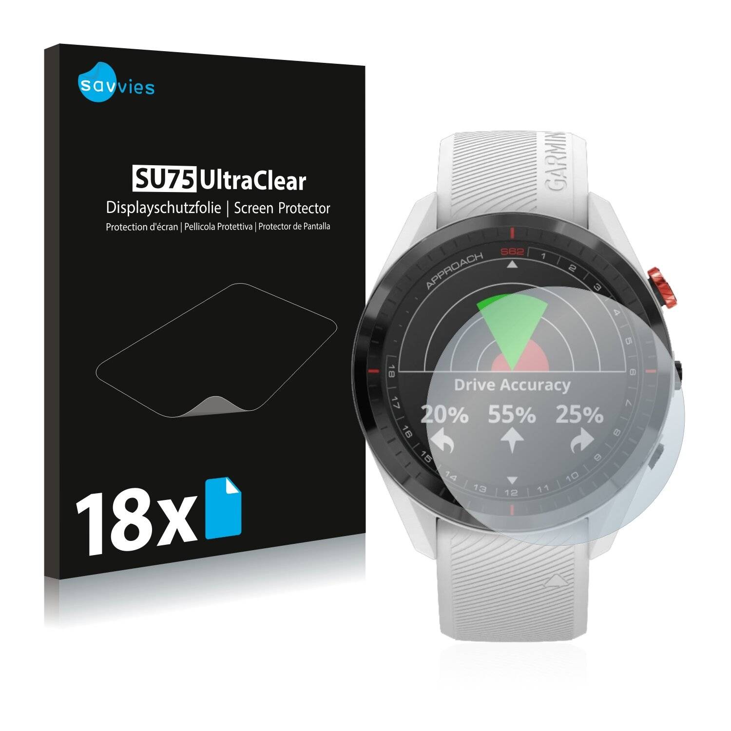 18x Savvies SU75 Displayschutzfolie für Garmin Approach