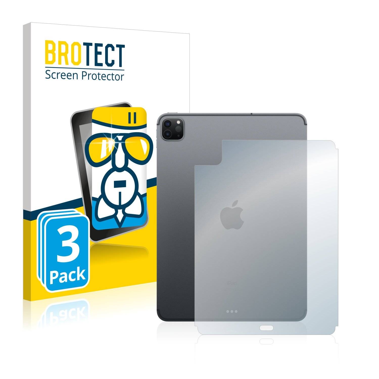3x BROTECT AirGlass Schutzglas Folie für Apple iPad Pro 11 WiFi Cellular 2020 (Rückseite, 2.