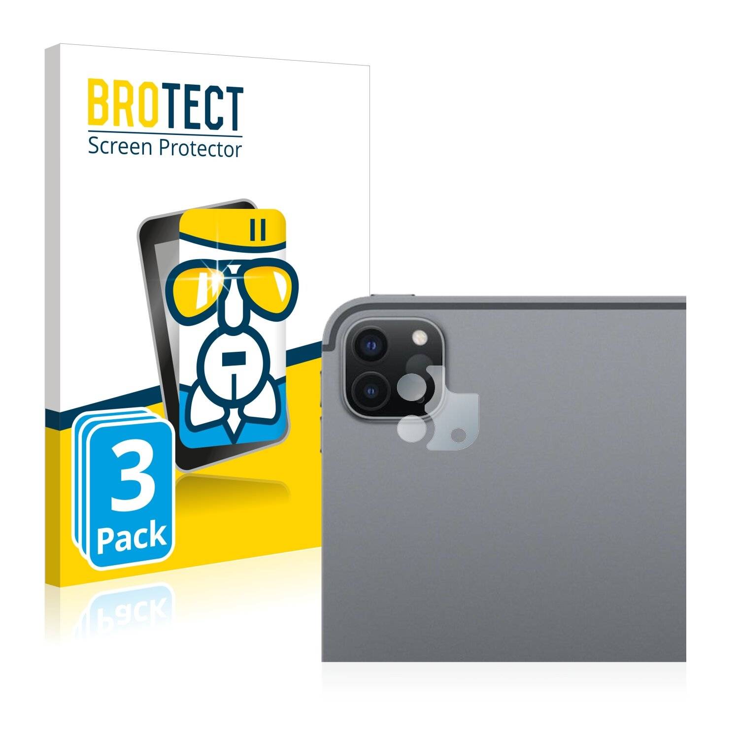 3x BROTECT AirGlass Schutzglas Folie für Apple iPad Pro 11 WiFi Cellular 2020 (NUR Kamera, 2.