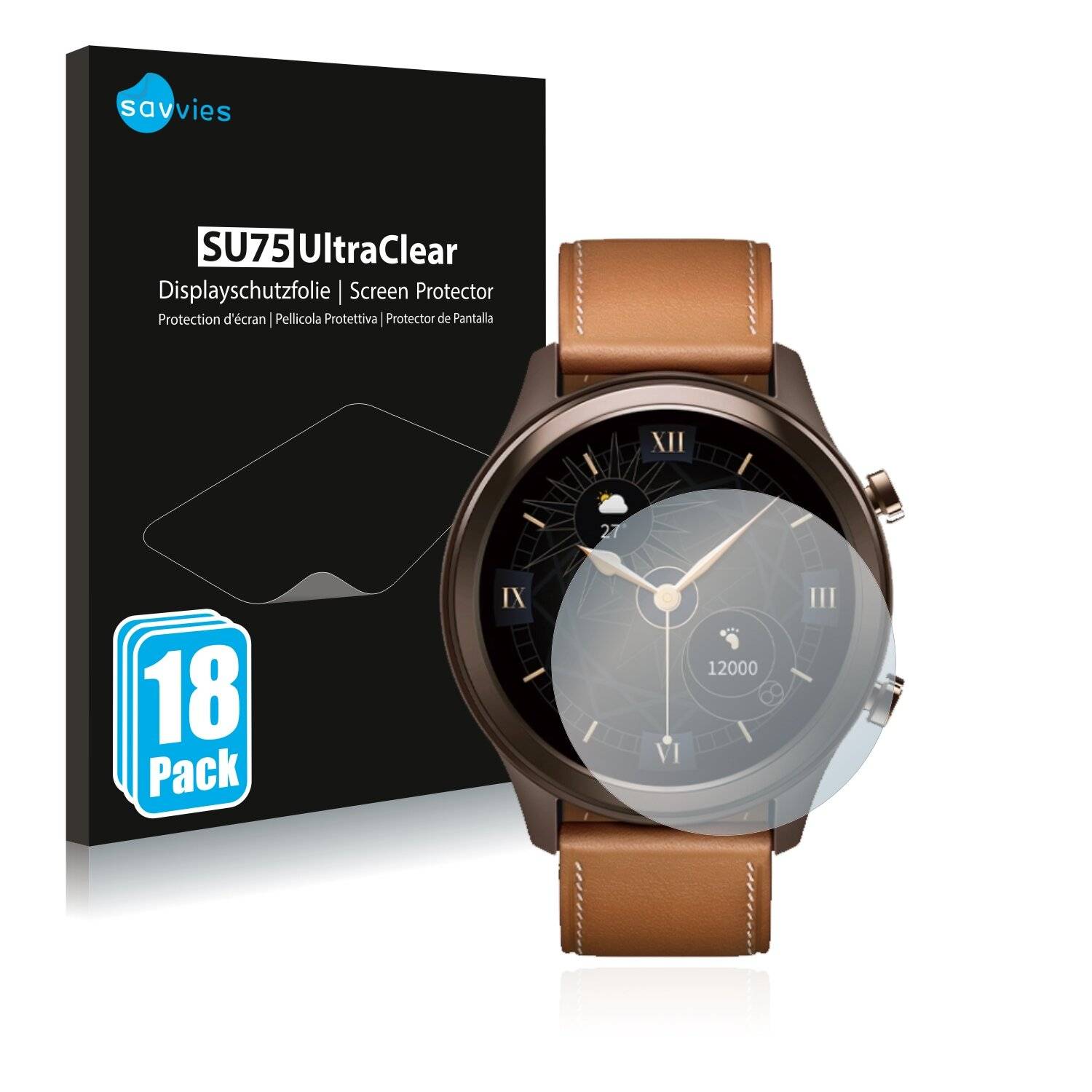 18x Savvies SU75 Displayschutzfolie für Vivo Watch (42