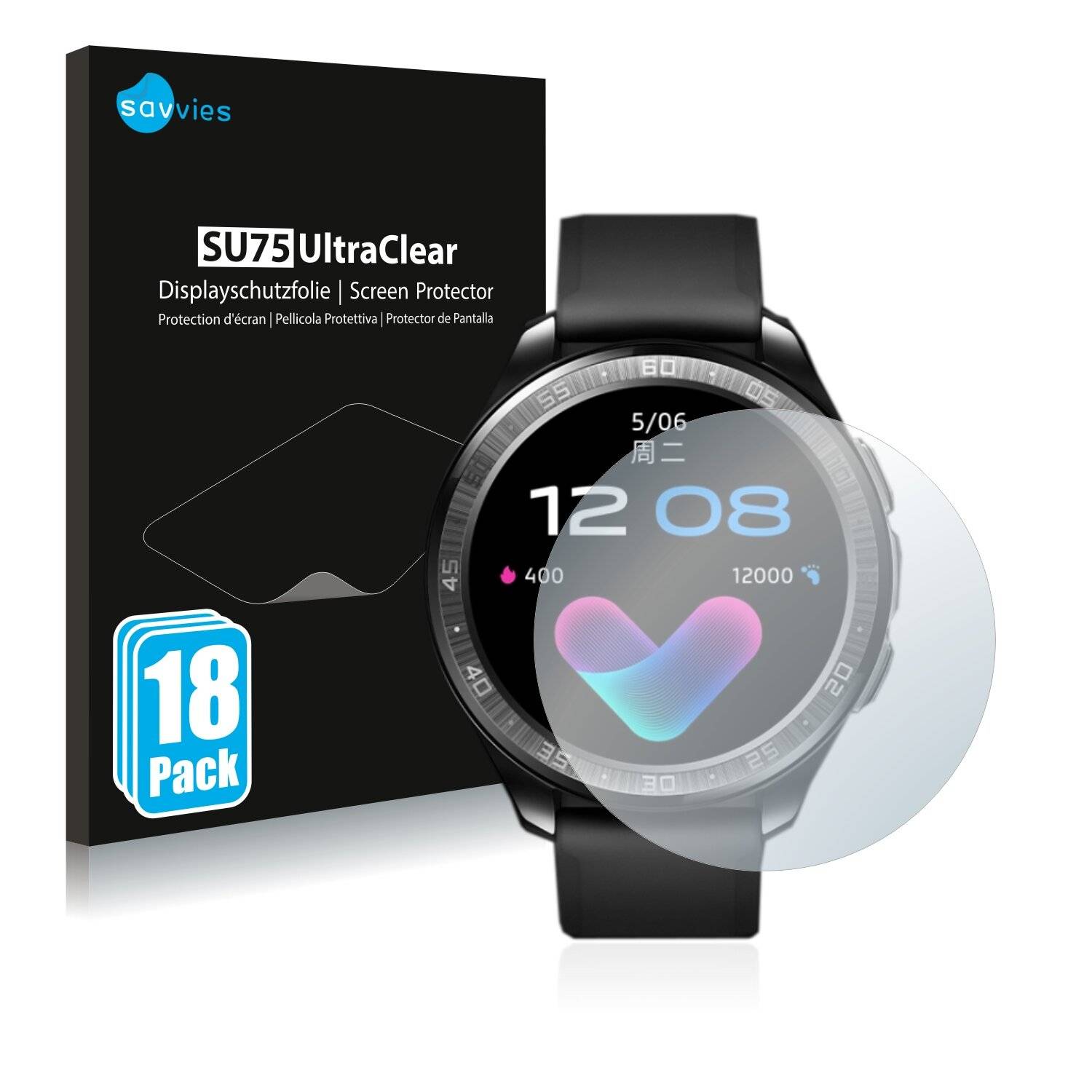 18x Savvies SU75 Displayschutzfolie für Vivo Watch (46