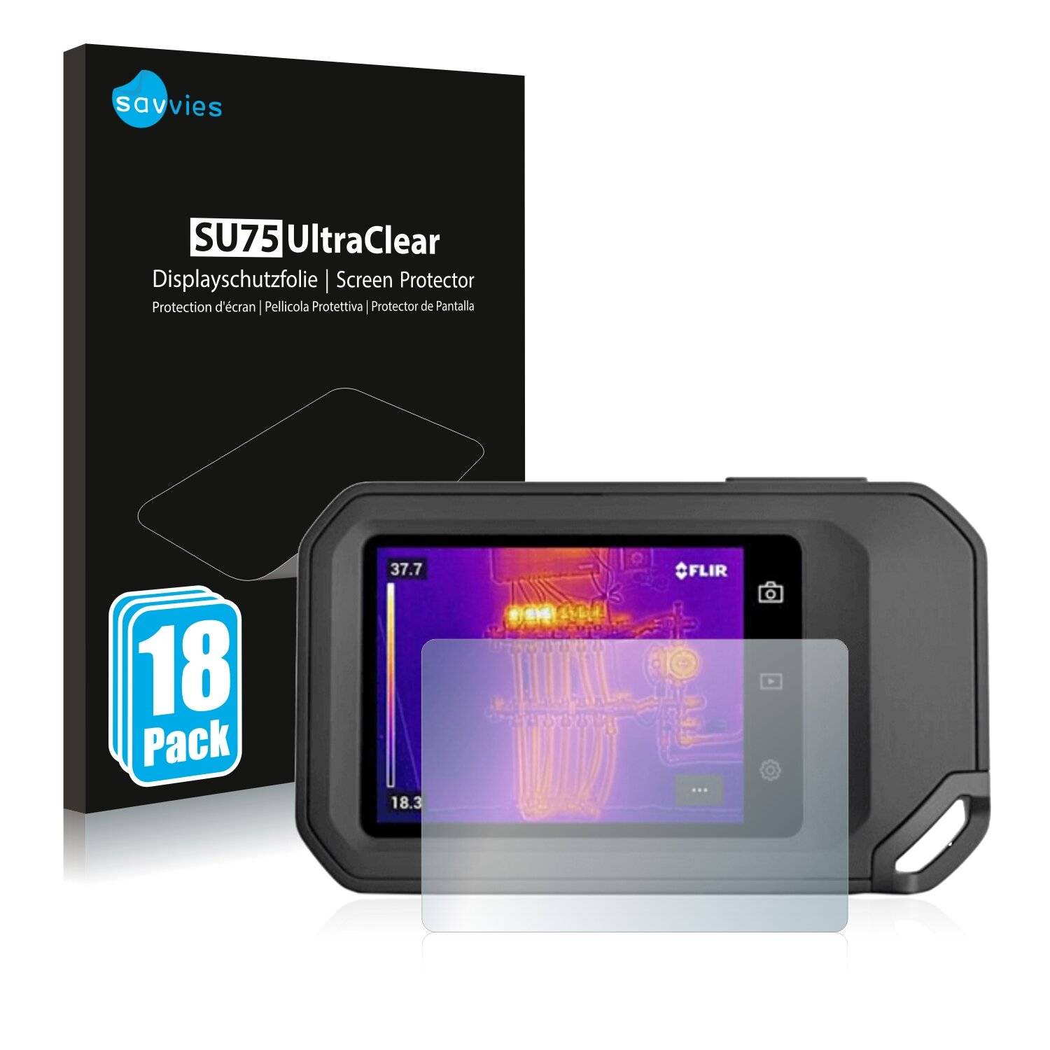 18x Savvies SU75 Displayschutzfolie für Flir