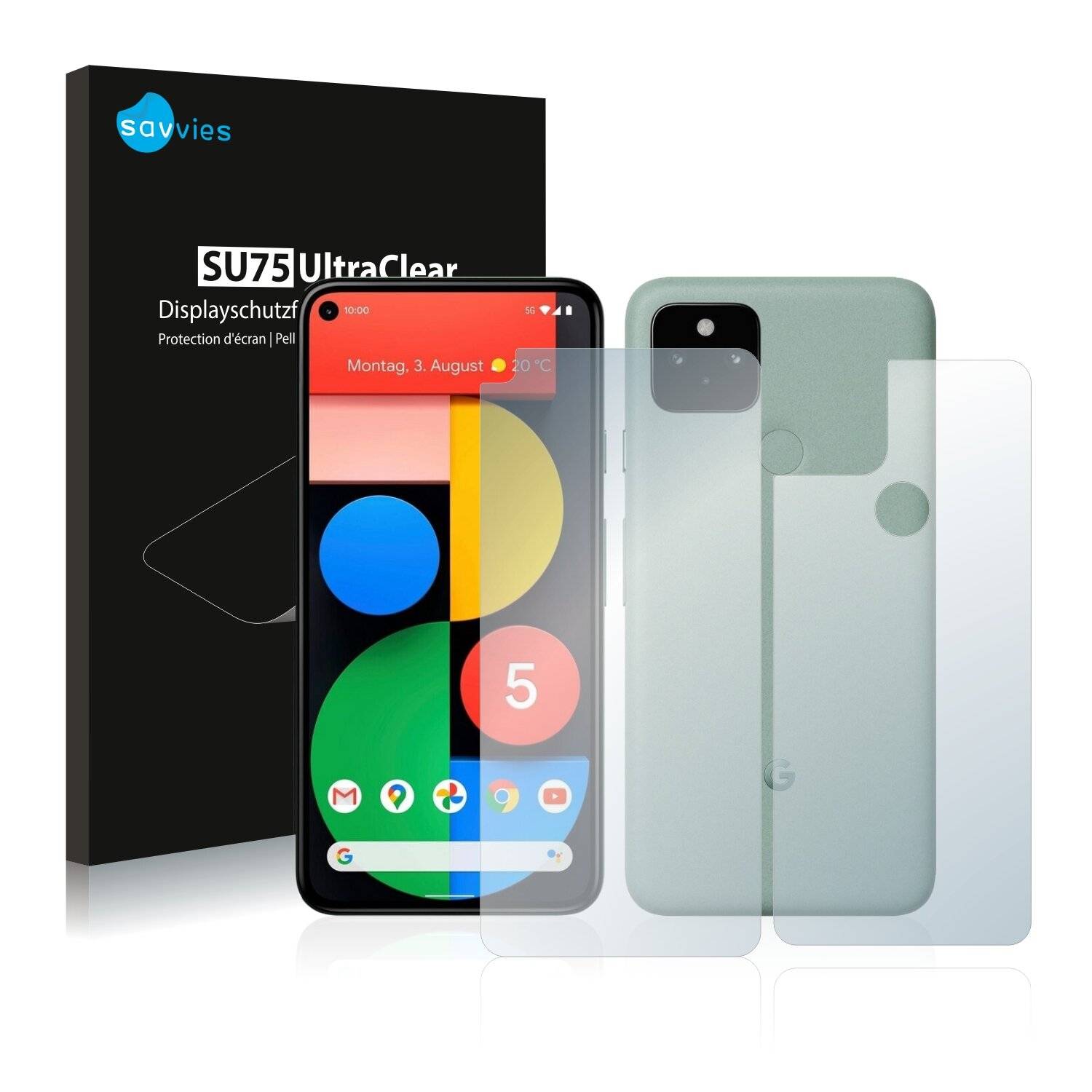 18x Savvies SU75 Displayschutzfolie für Google Pixel 5 (Vorder +