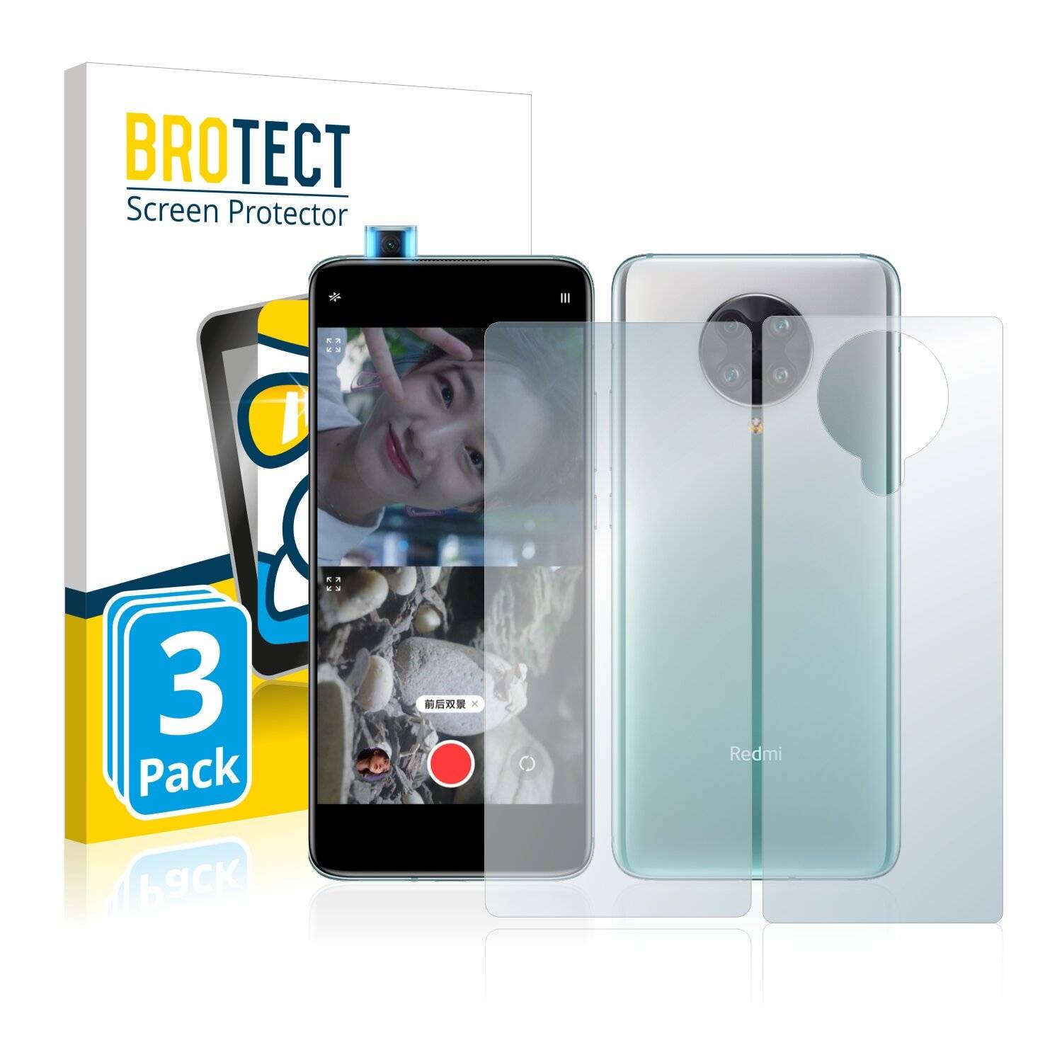 3x BROTECT AirGlass Schutzglas Folie für Xiaomi Redmi K30 Ultra (Vorder +