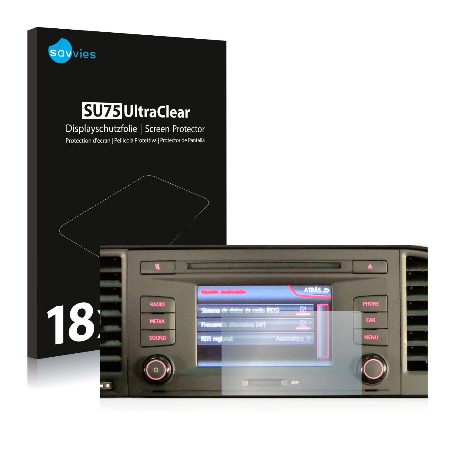 18x Savvies SU75 Displayschutzfolie für Seat Arona 2017-2020 Media System Touch