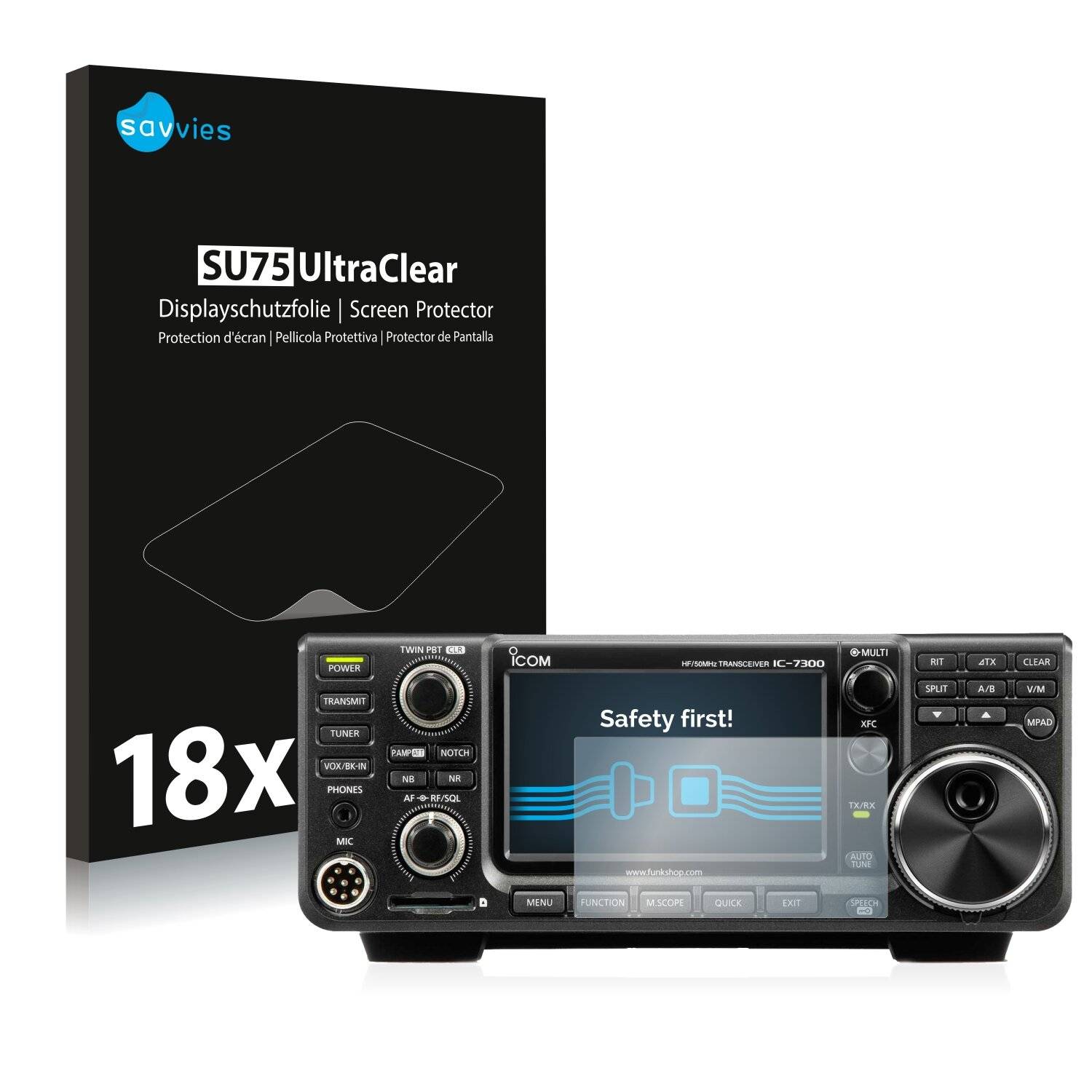 18x Savvies SU75 Displayschutzfolie für Icom