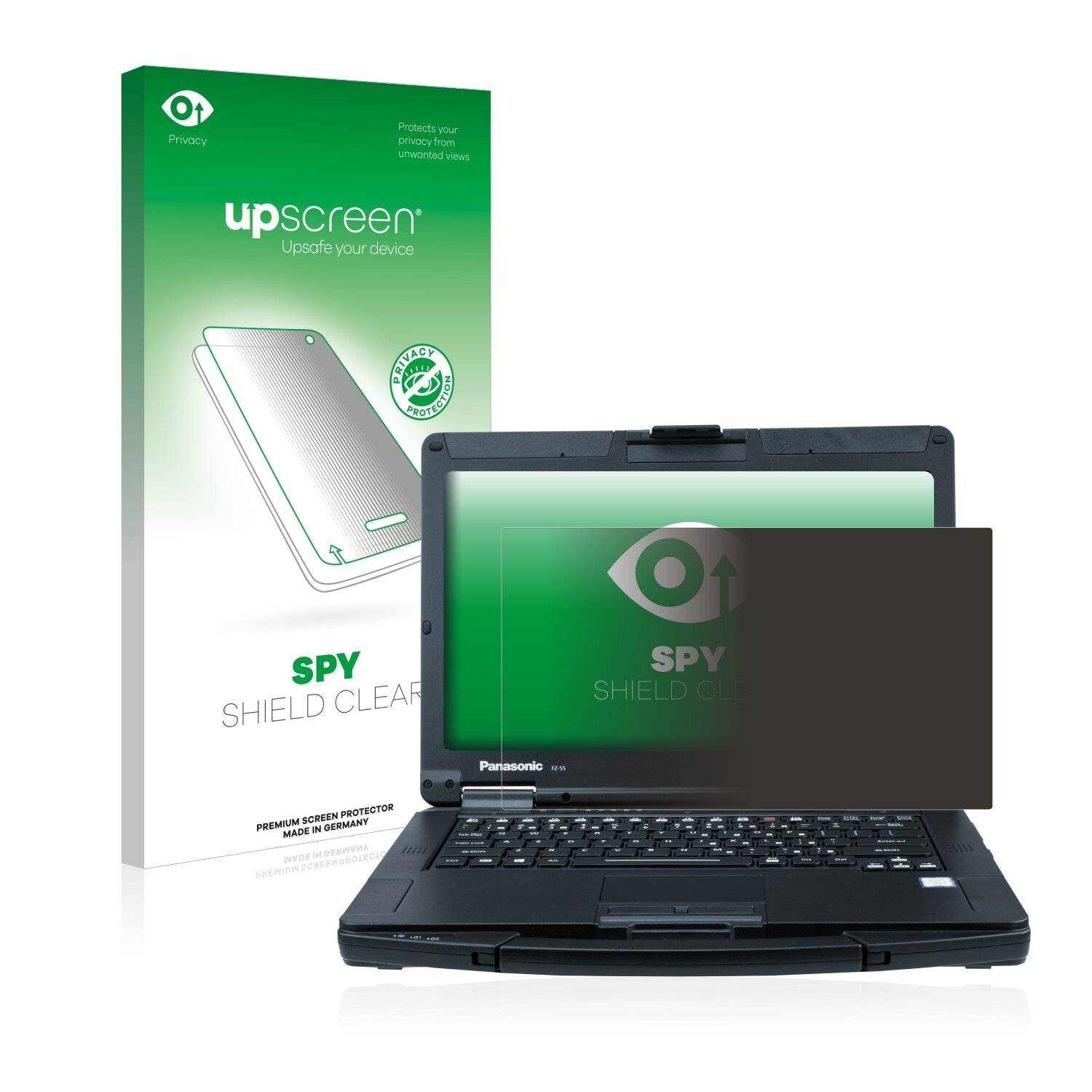 upscreen Spy Shield Clear Premium Blickschutzfolie für Panasonic Toughbook 55 Full-HD