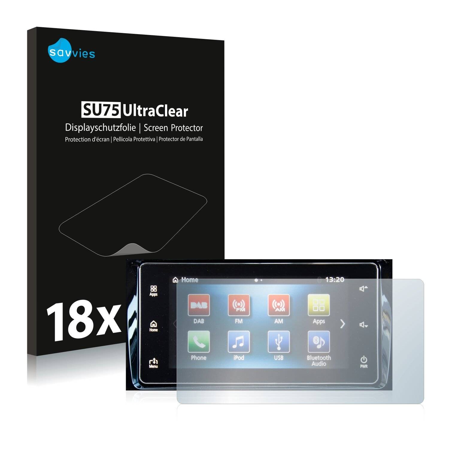 18x Savvies SU75 Displayschutzfolie für Mitsubishi ASX MY18 Infotainment System