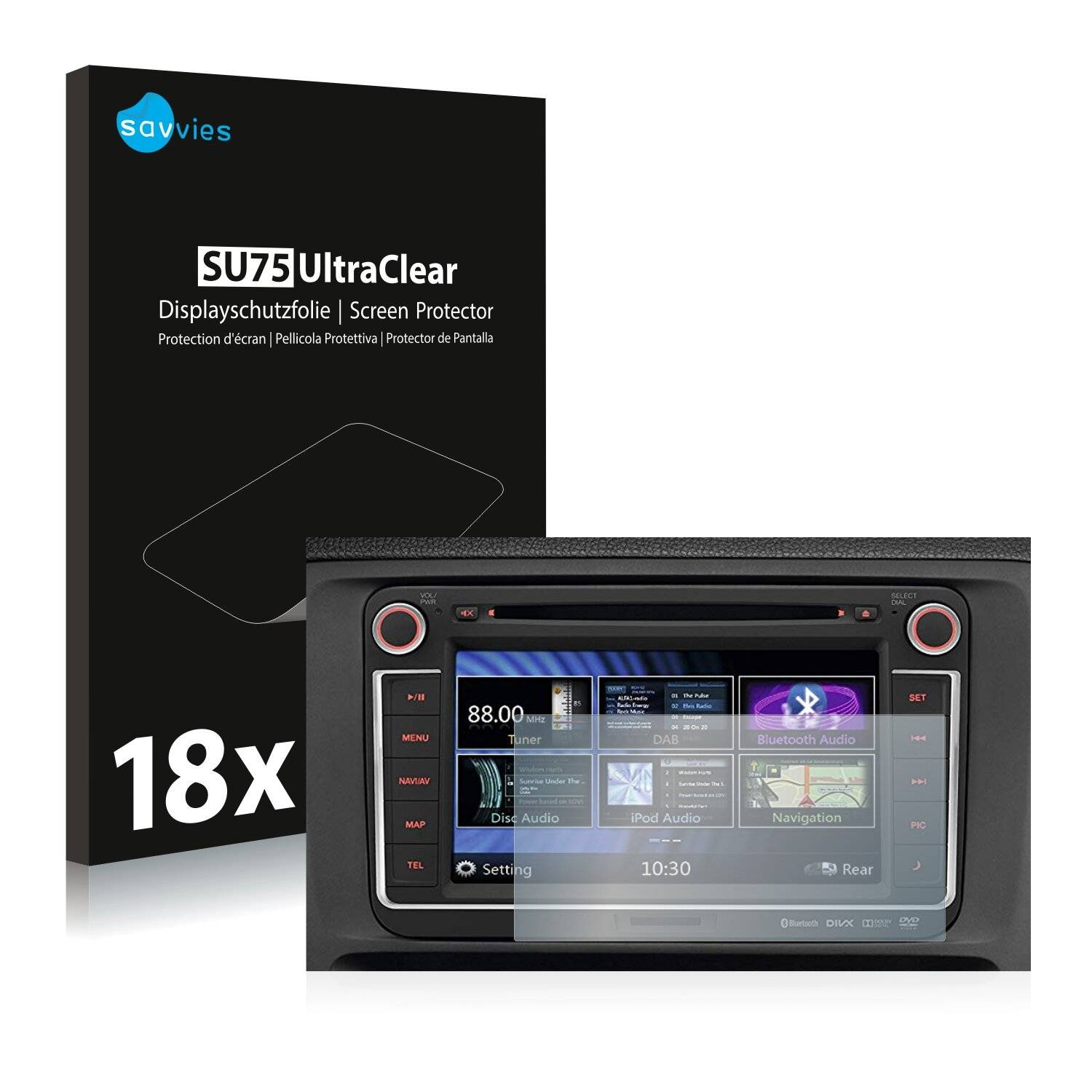 18x Savvies SU75 Displayschutzfolie für Volkswagen Golf 5 2003-2007 RMT