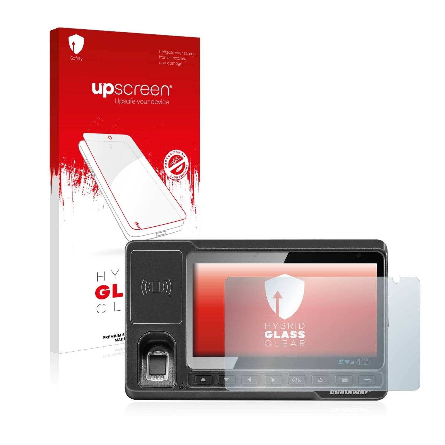 upscreen Hybrid Glass Clear Premium Schutzglas Folie für Chainway