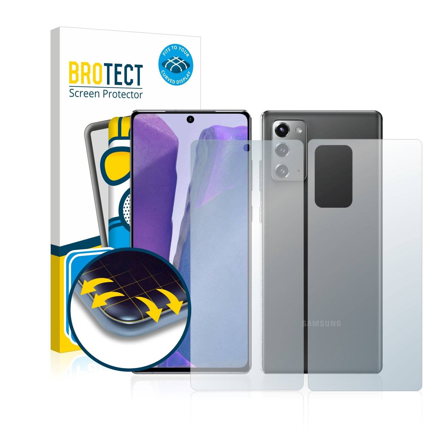 2x BROTECT Flex Matte Full-Cover Displayschutzfolie für Samsung Galaxy Note 20 (Vorder +
