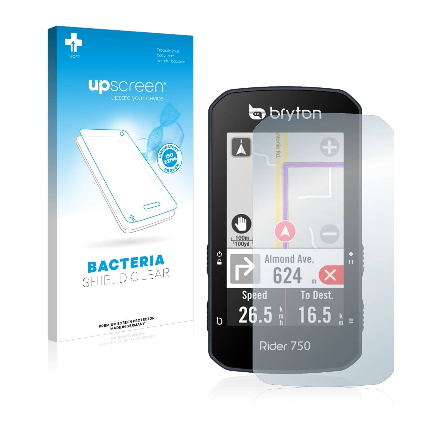 upscreen Bacteria Shield Clear Premium Antibakterielle Displayschutzfolie für Bryton Rider