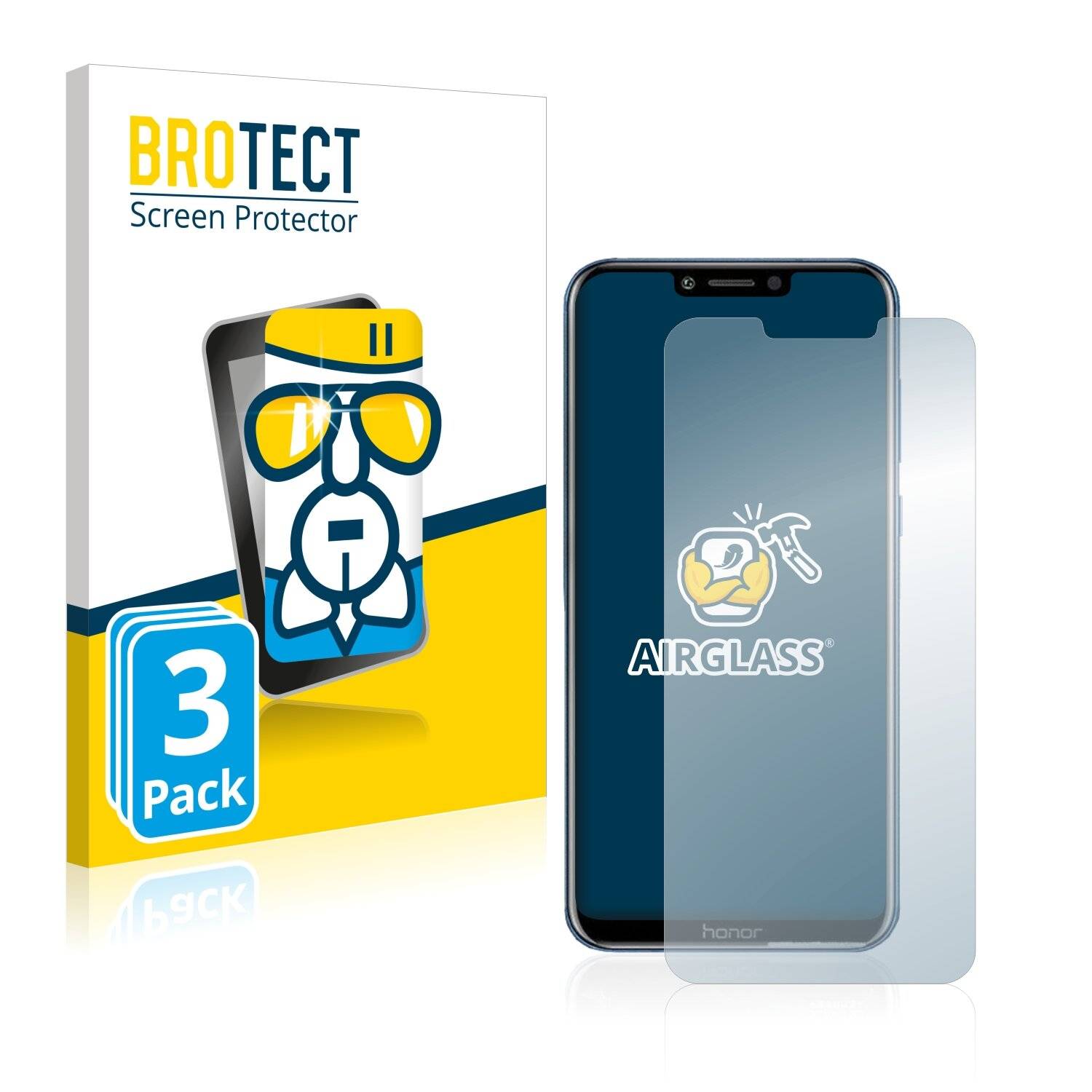 3x BROTECT AirGlass Schutzglas Folie für Honor