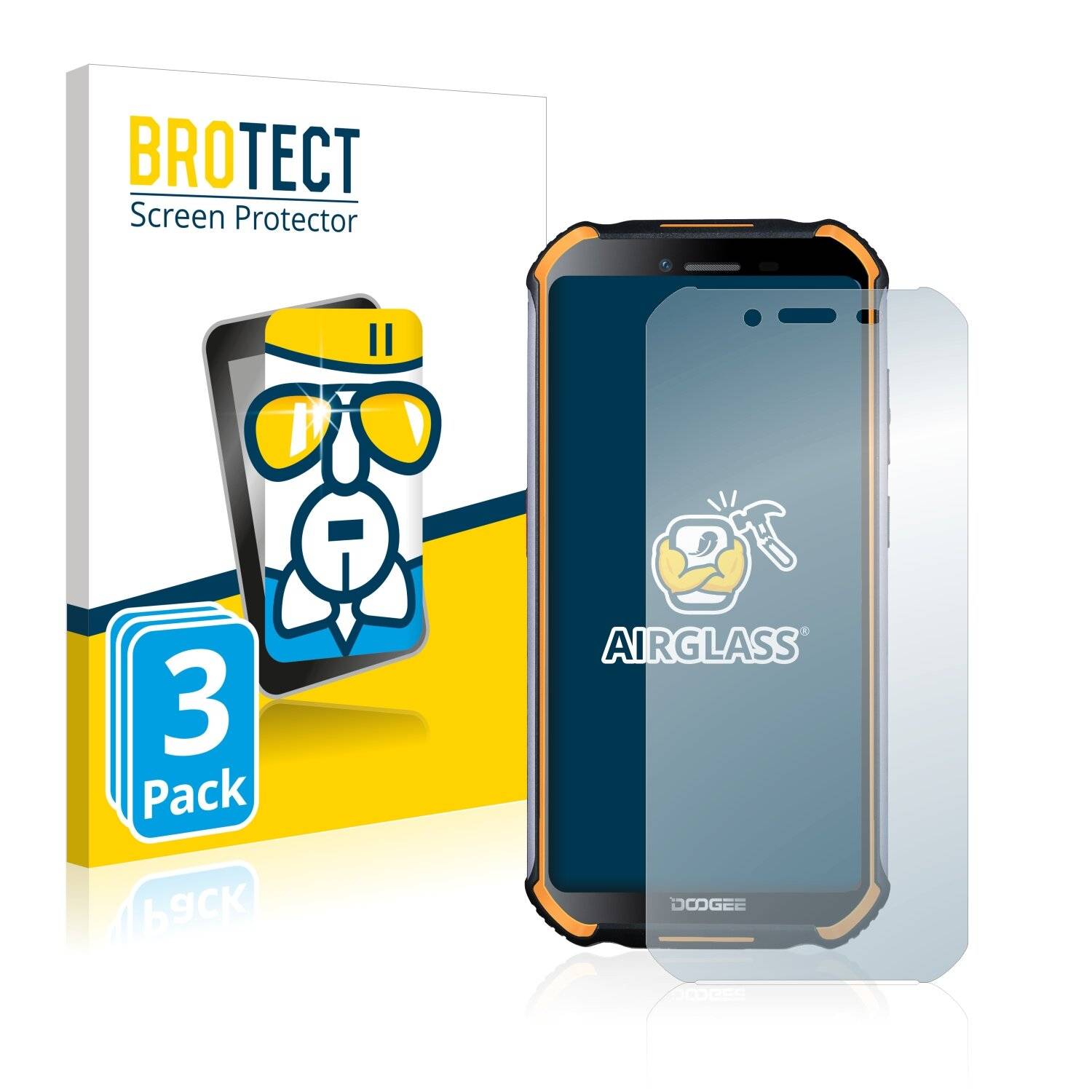 3x BROTECT AirGlass Schutzglas Folie für Doogee