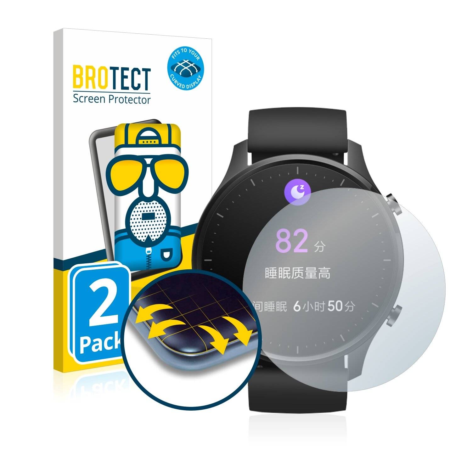 2x BROTECT Flex Matte Full-Cover Displayschutzfolie für Xiaomi Mi Watch