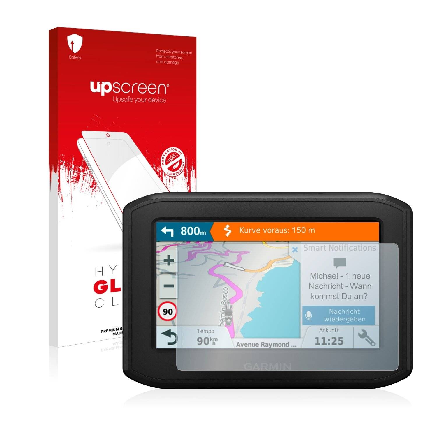 upscreen Hybrid Glass Clear Premium Schutzglas Folie für Garmin zumo