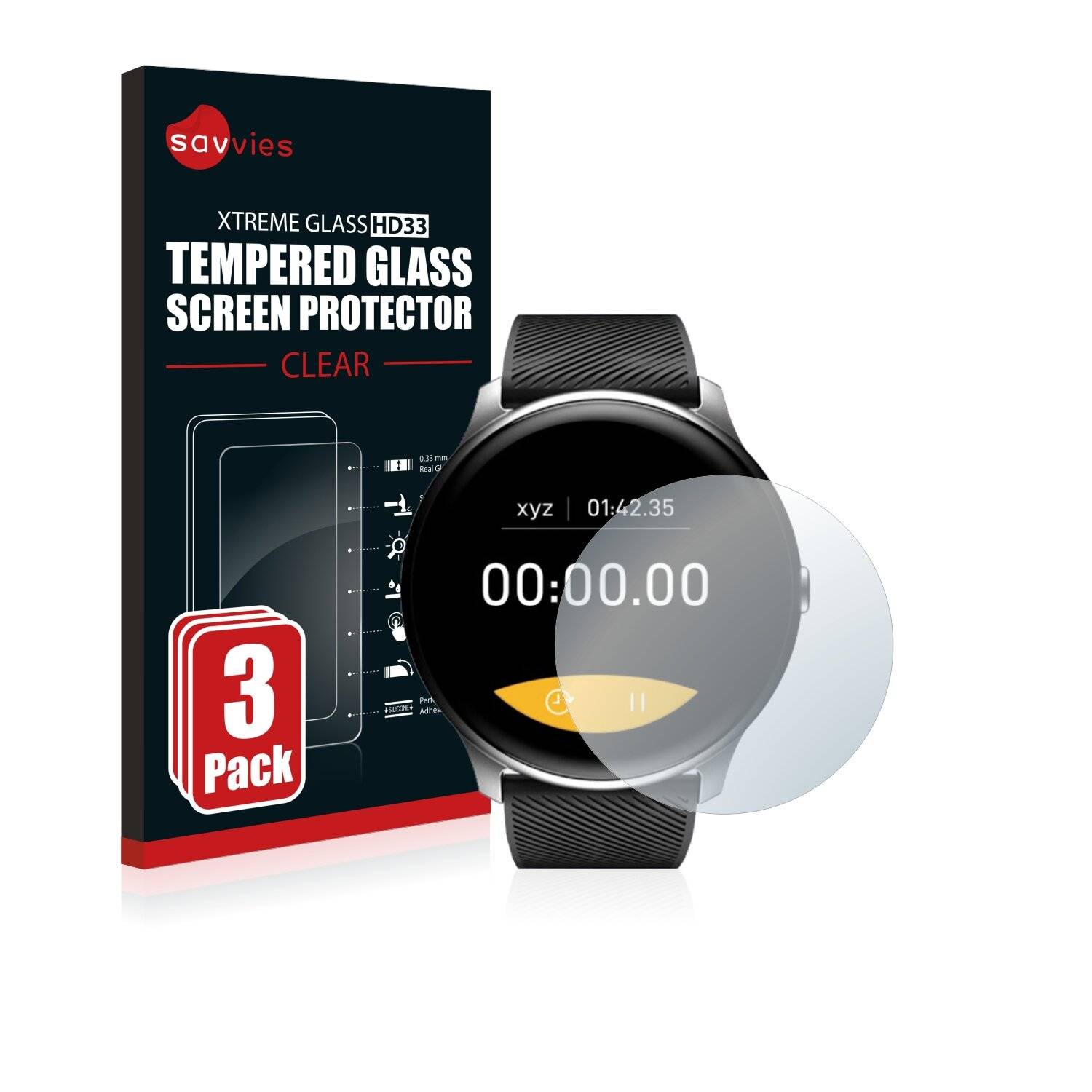 3x Savvies HD33 Clear Schutzglas für Noise Fit