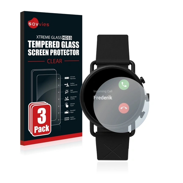 3x Savvies HD33 Clear Schutzglas für Skagen Smartwatch Falster 3 X by 3x Savvies HD33 Clear Schutzglas für Skagen Smartwatch Falster 3 X by
